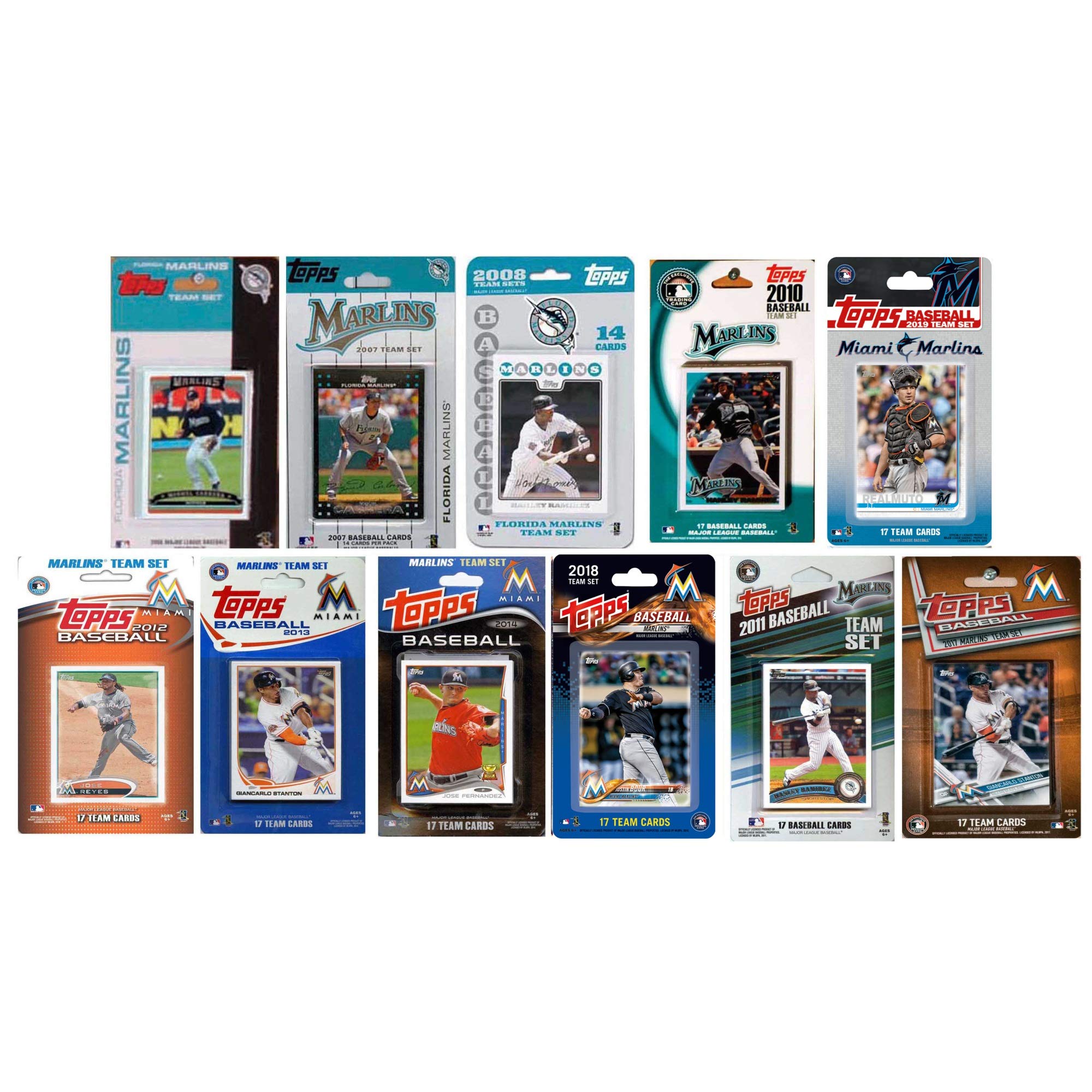 MLB Miami Marlins 12 Different Licensed Trading Card Team Sets
