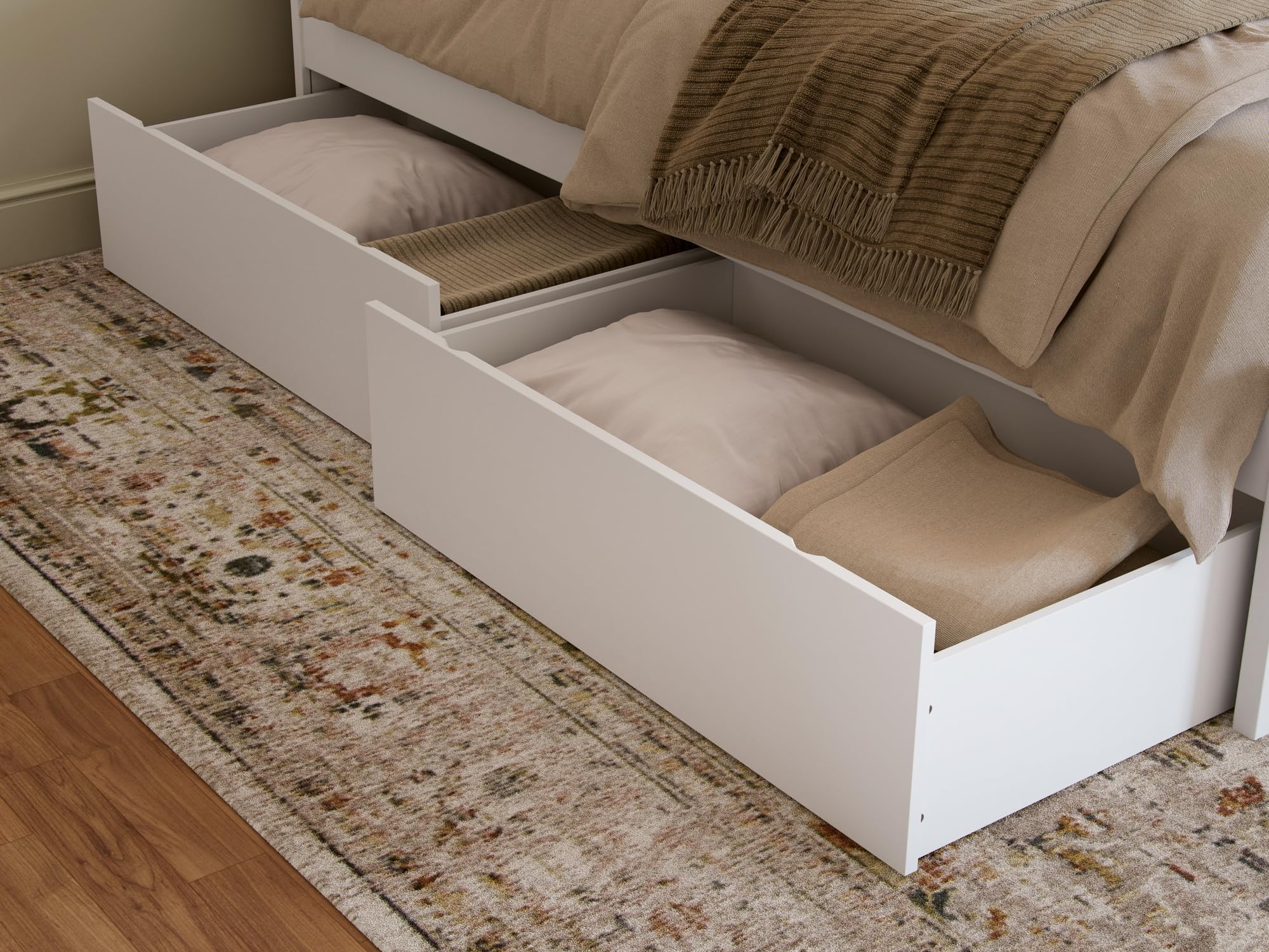 Set of 2 Queen/King/ Twin XL Under-Bed Drawers in White