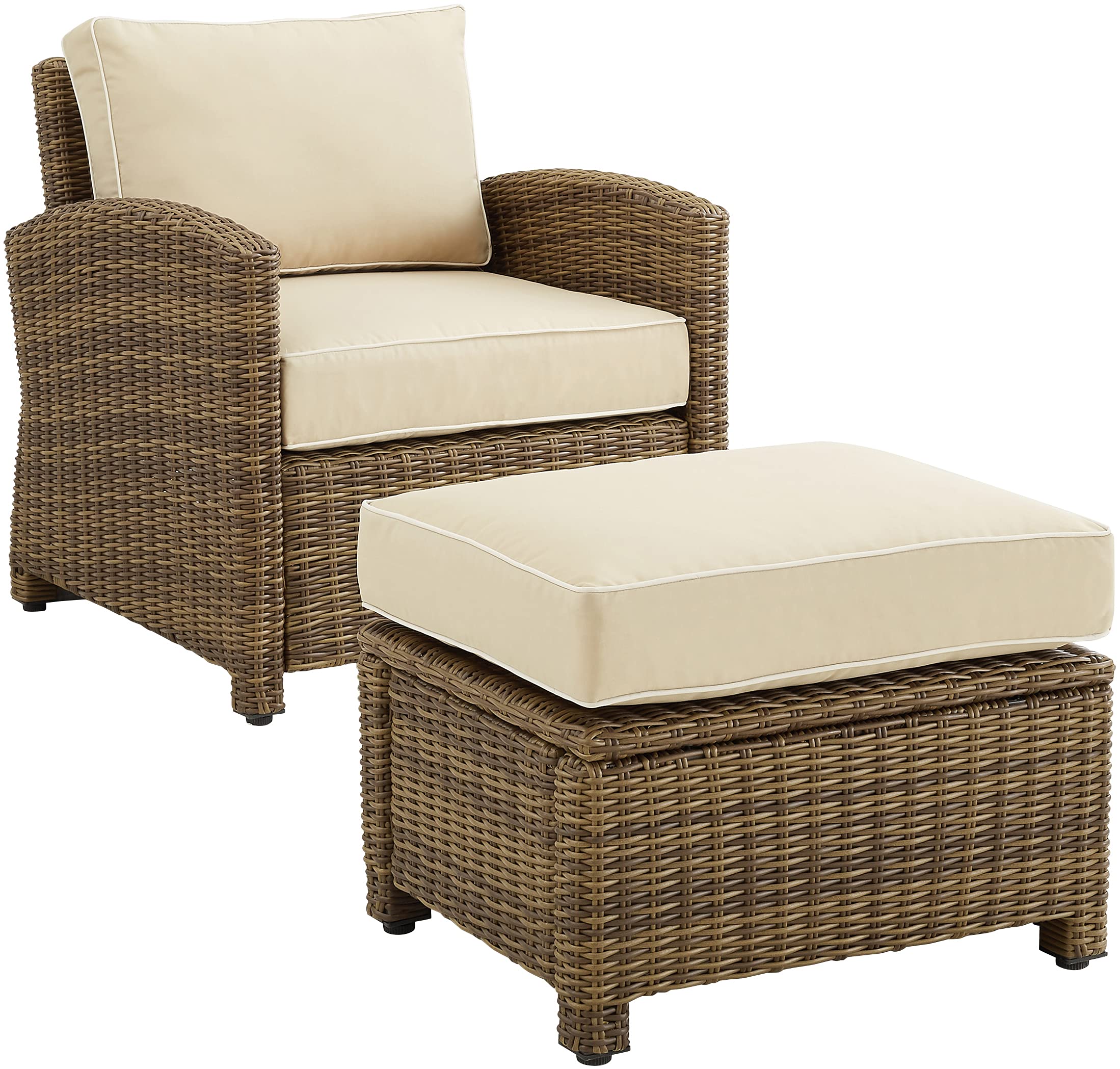Bradenton 2Pc Outdoor Wicker Armchair Set- Armchair & Ottoman