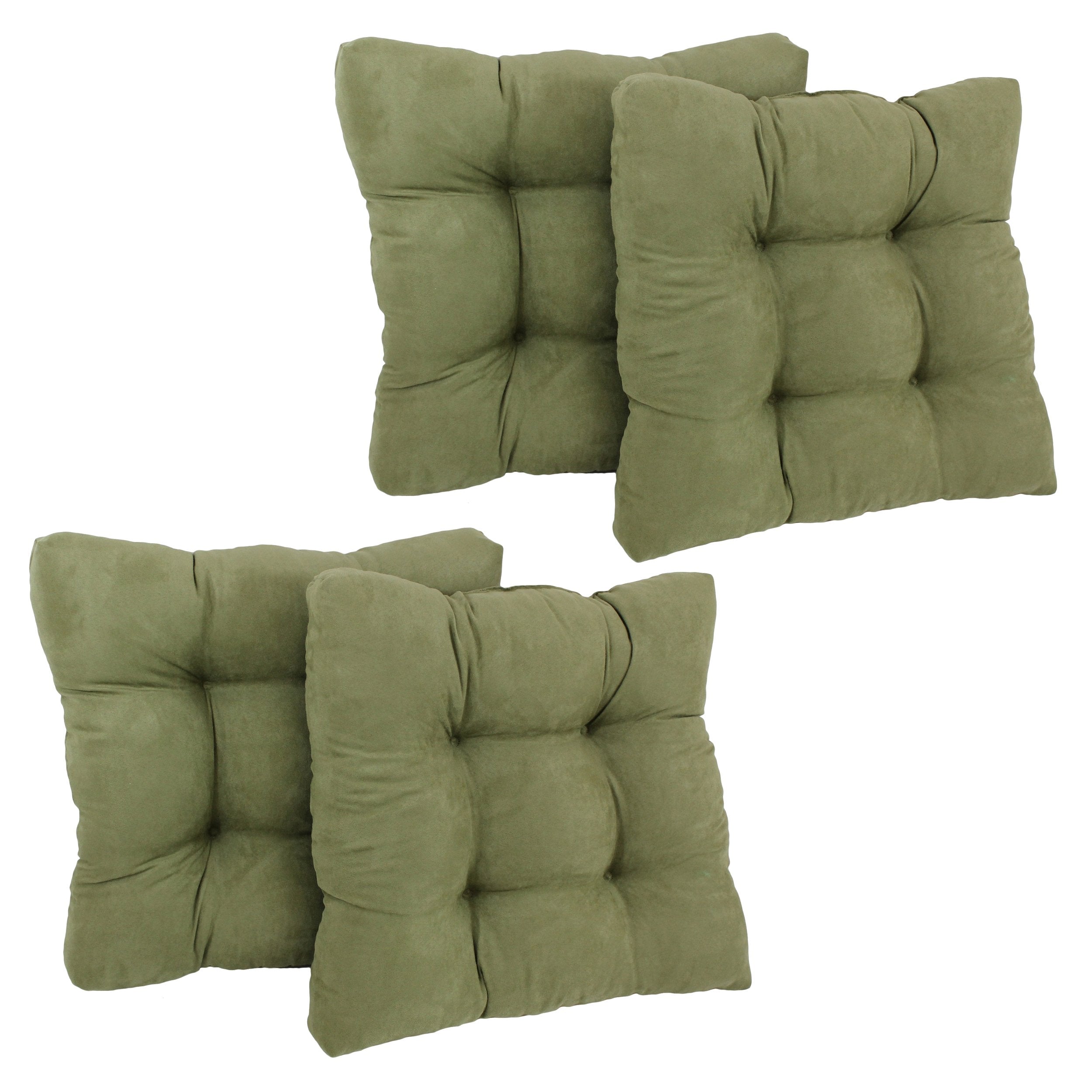 19-inch Squared Microsuede Tufted Dining Chair Cushion (Set of Four) - Sage