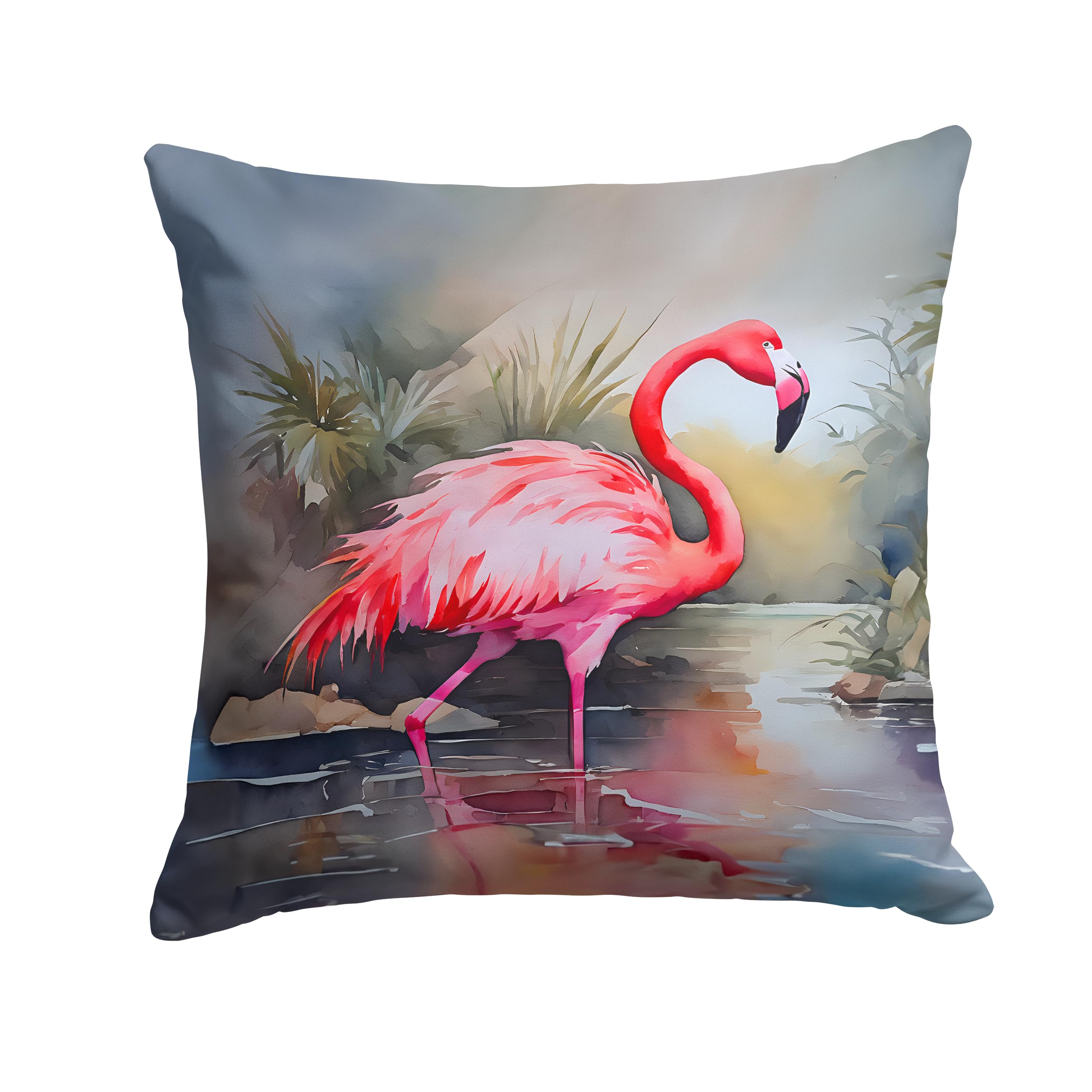 Carolines Treasures Flamingo Throw Pillow Machine Washable, Indoor Outdoor Decorative Pillow for Couch, Bed or Patio, 18Hx18W