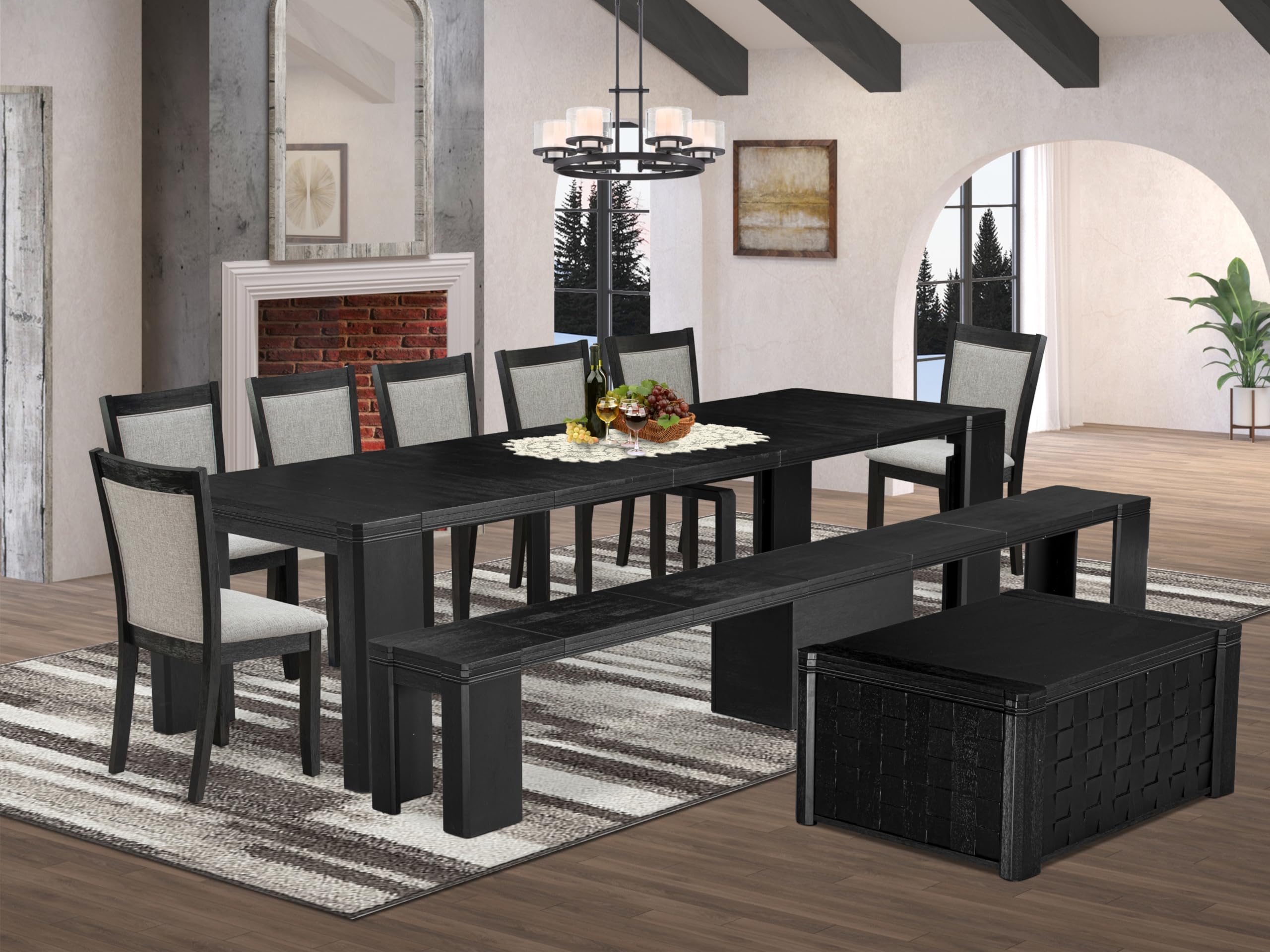 10-piece Dining Room Table Set a Rectangular Kitchen Table with coffee Table