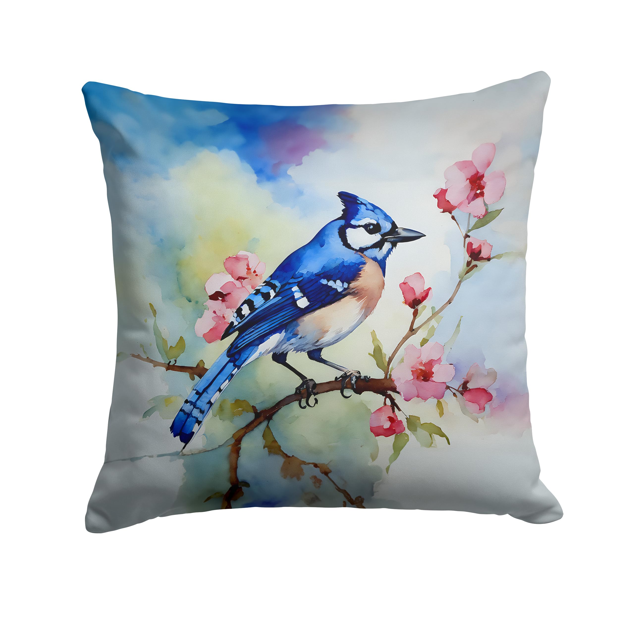 Carolines Treasures Blue Jay Throw Pillow Machine Washable, Indoor Outdoor Decorative Pillow for Couch, Bed or Patio, 18Hx18W