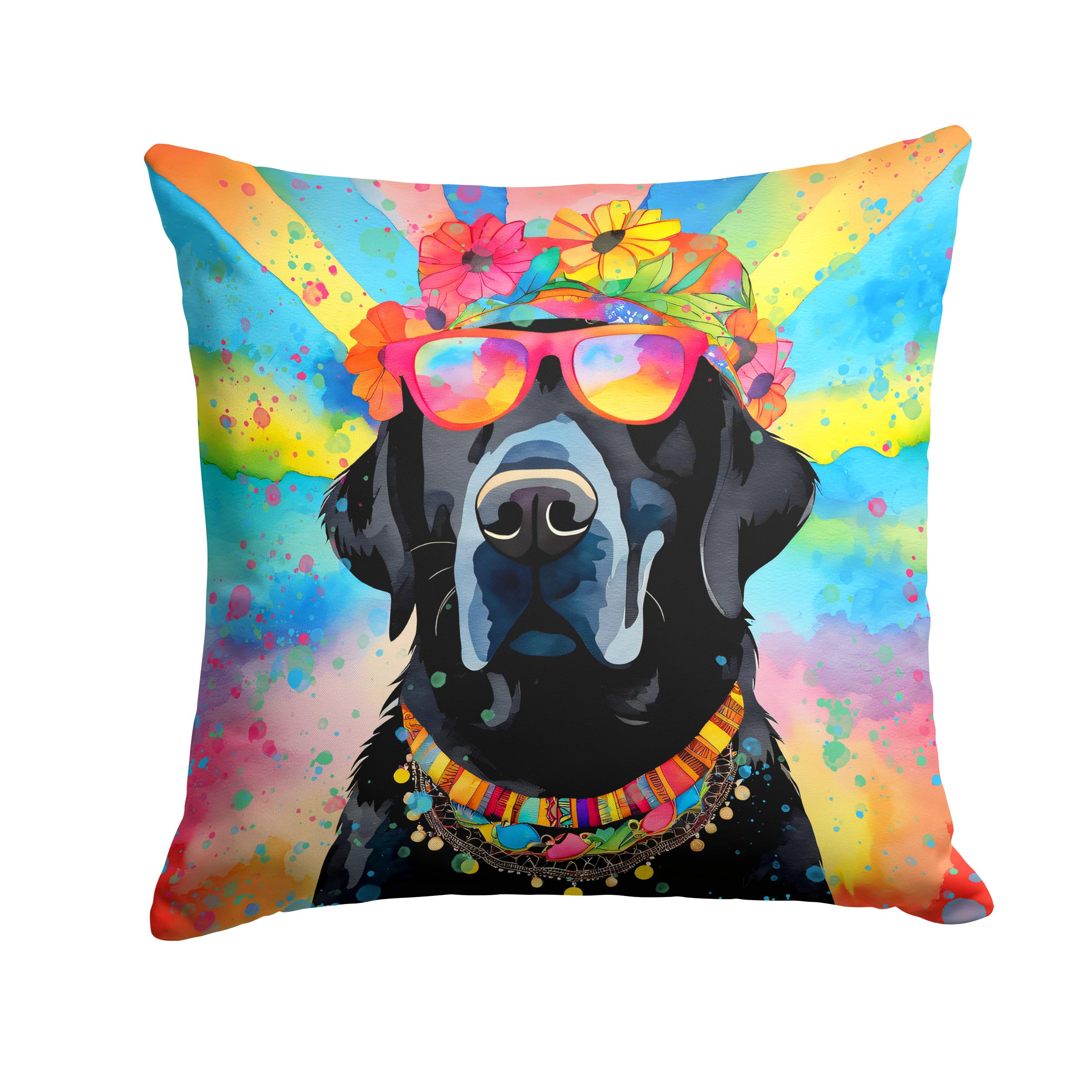 Black Labrador Hippie Dawg Throw Pillow