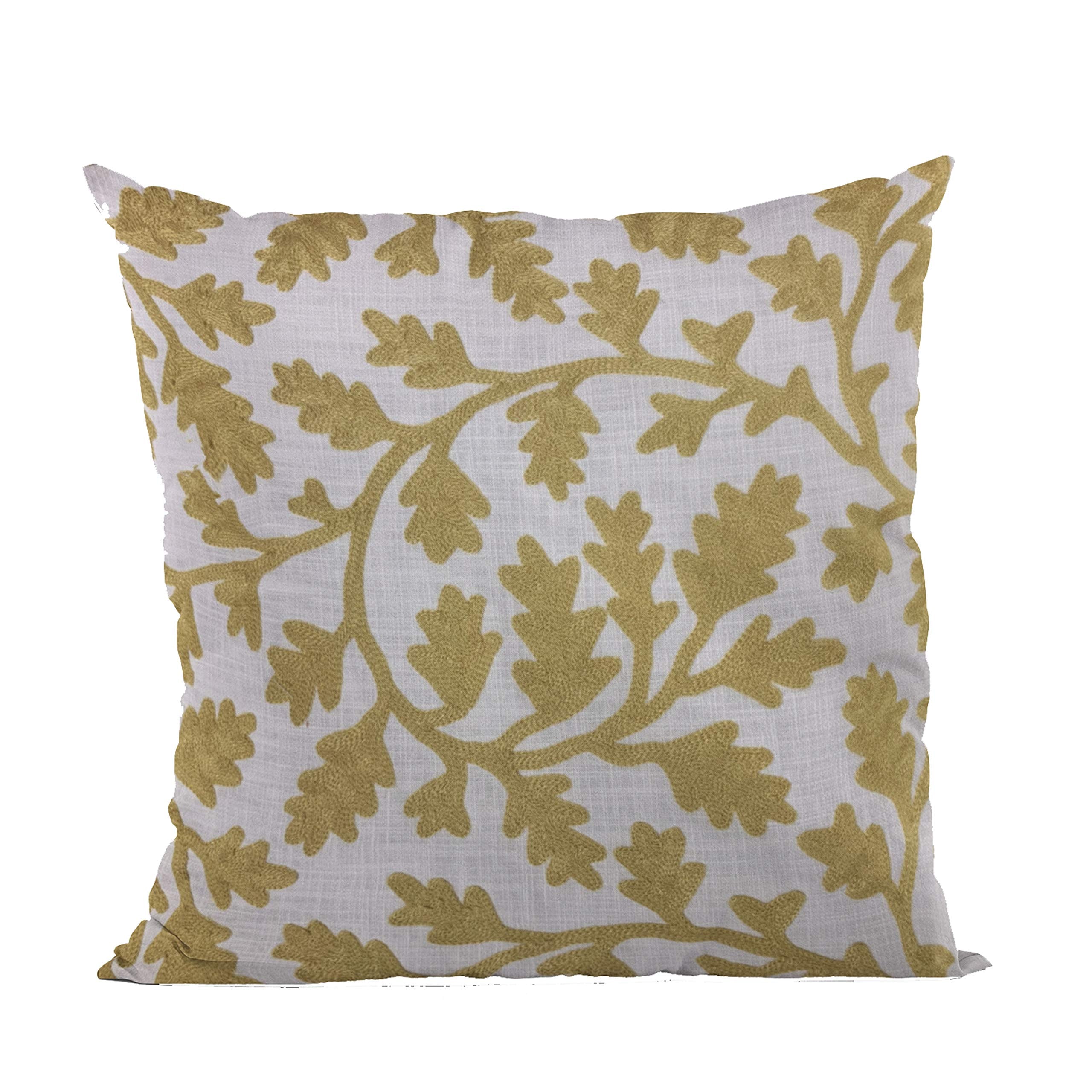 Plutus Brands Yellow Plutus Vine Floral Luxury Throw Pillow 20 in x 30in, Double Sided 20 x 30 Queen