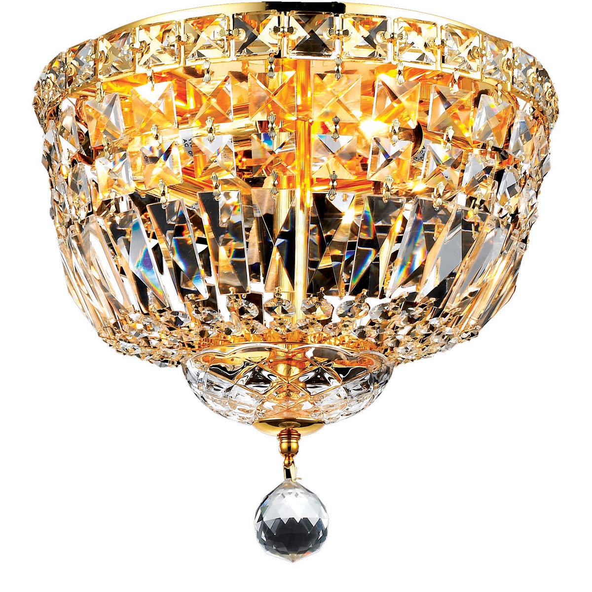 Tranquil 4 light Gold Flush Mount Clear Royal Cut Crystal