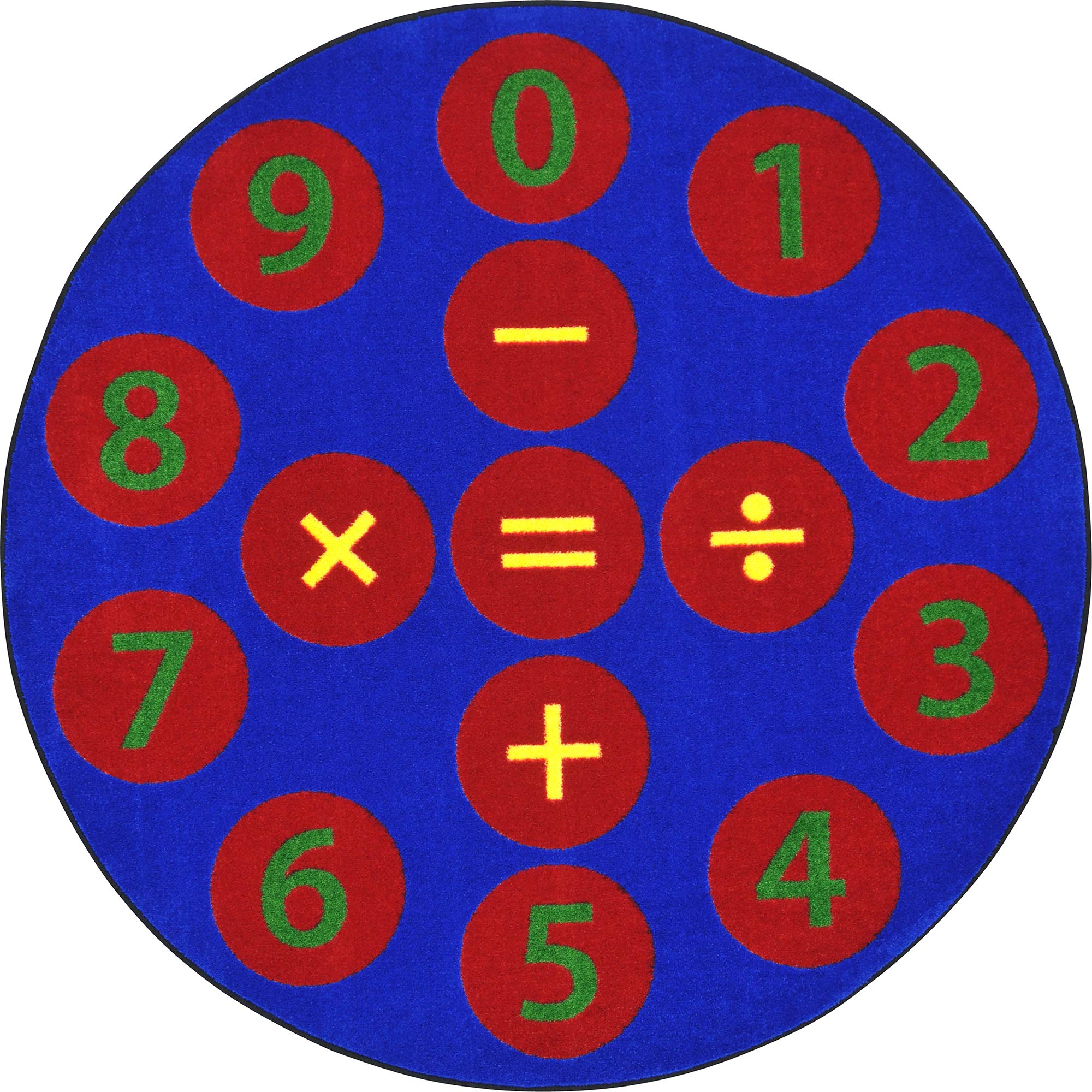 Number Jumpers 77 Round area rug in color Multi