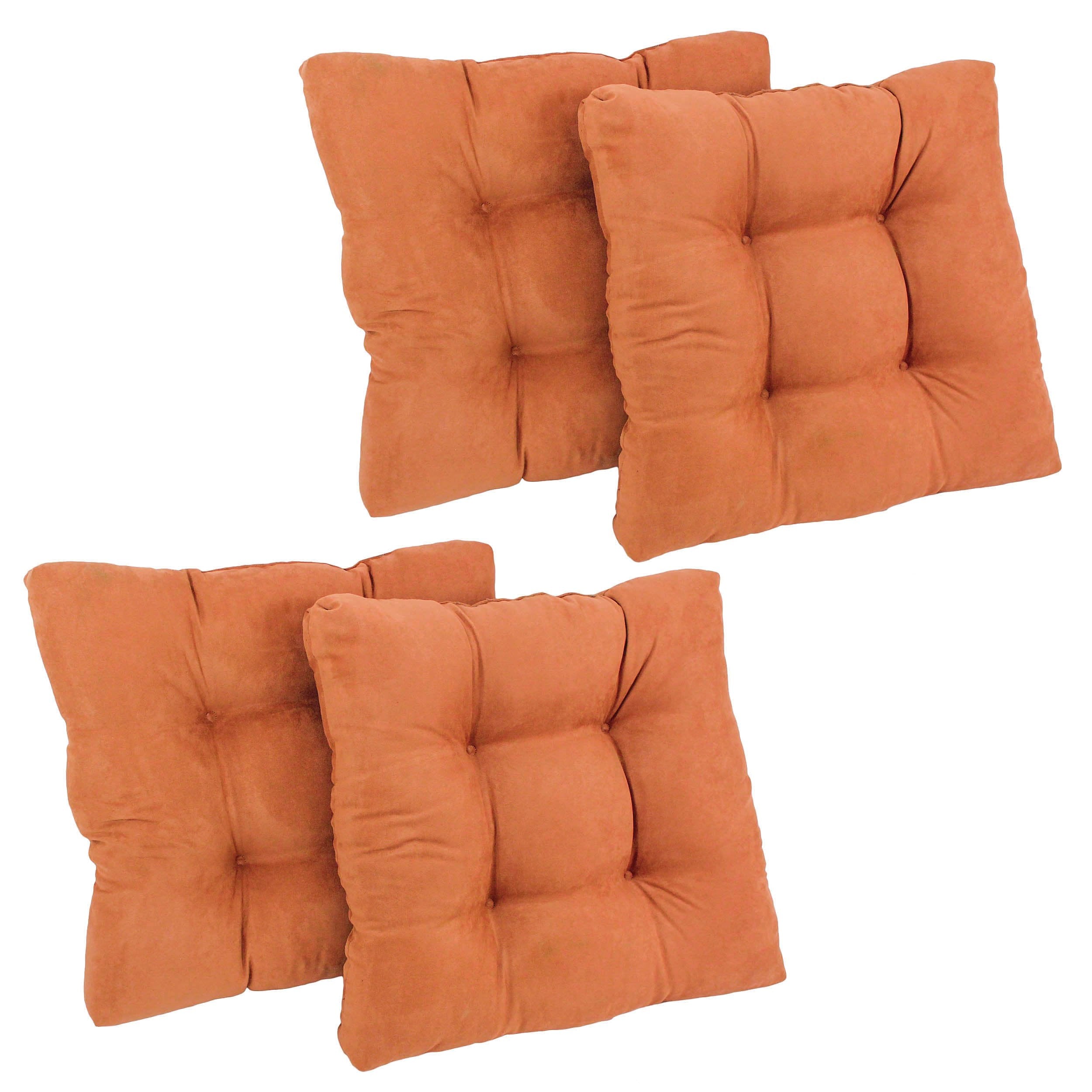 19-inch Squared Microsuede Tufted Dining Chair Cushion (Set of Four) - Spice