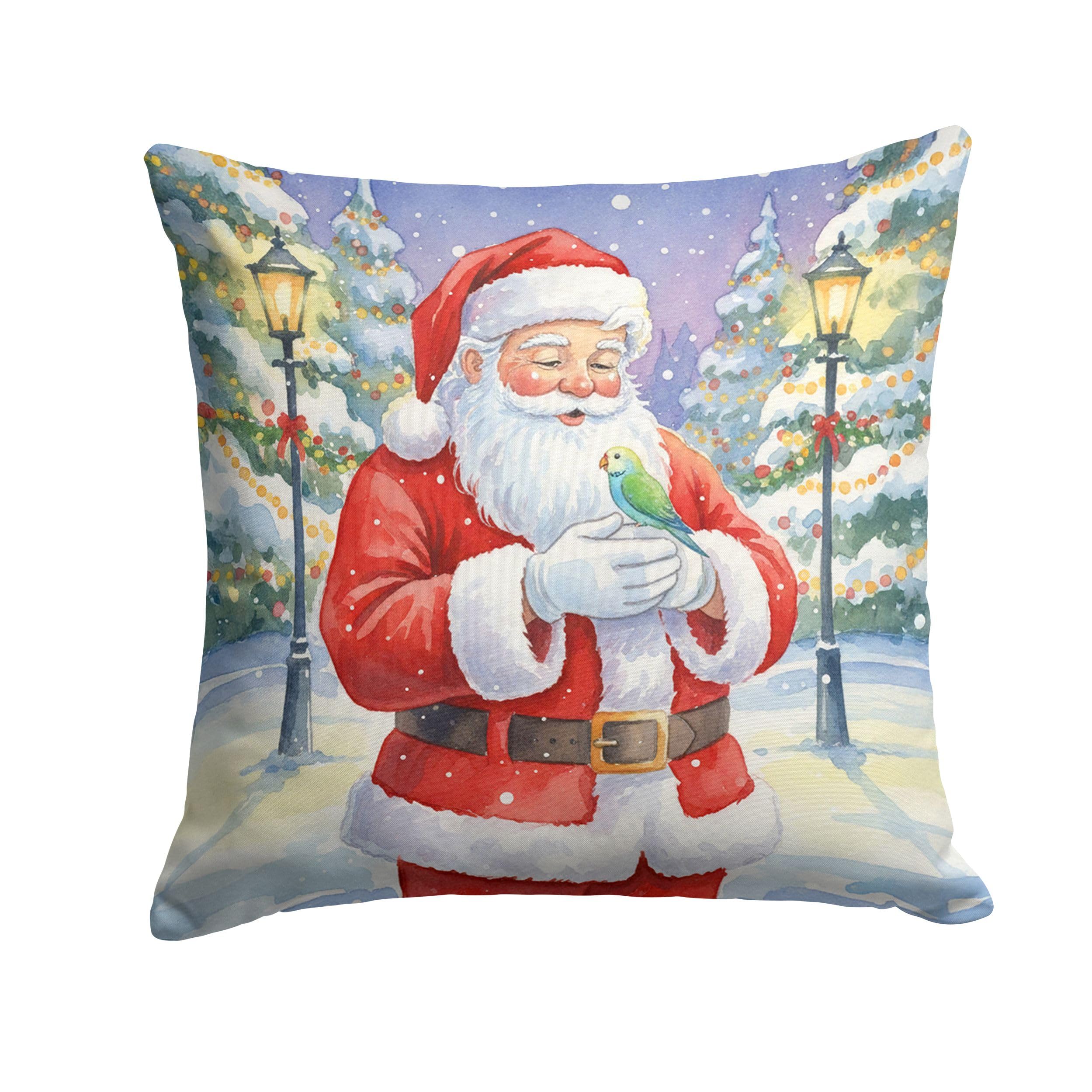 Carolines Treasures Parrotlet with Santa Claus Throw Pillow Decorative Indoor Outdoor Accent Cushion for Couch, Bed or Patio, 18Hx18W
