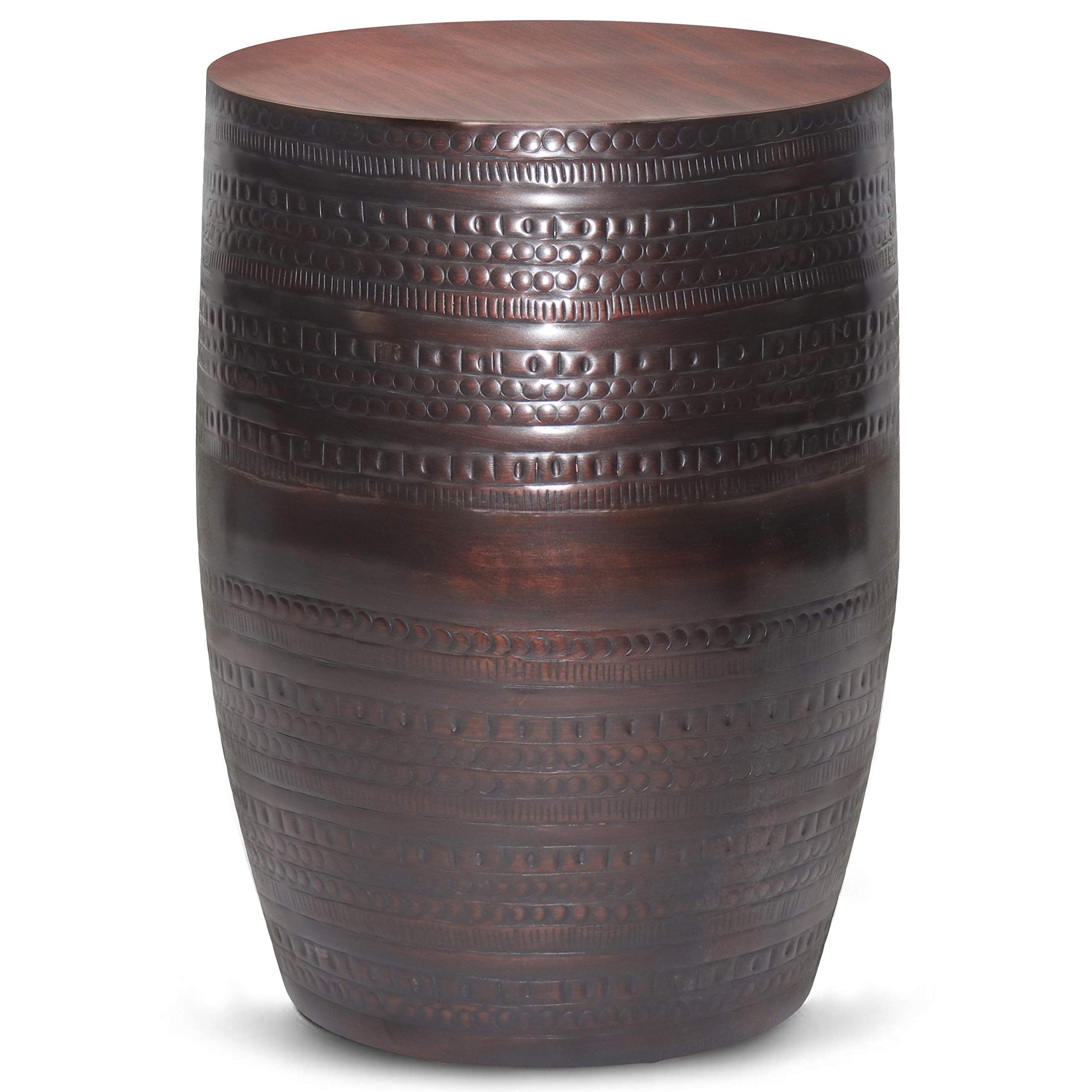 Simplihome Johnsen Boho 15 Inch Wide Metal Large Accent Side Table In Oil Rubbed Bronze, Fully Assembled, End, Bedside Table And