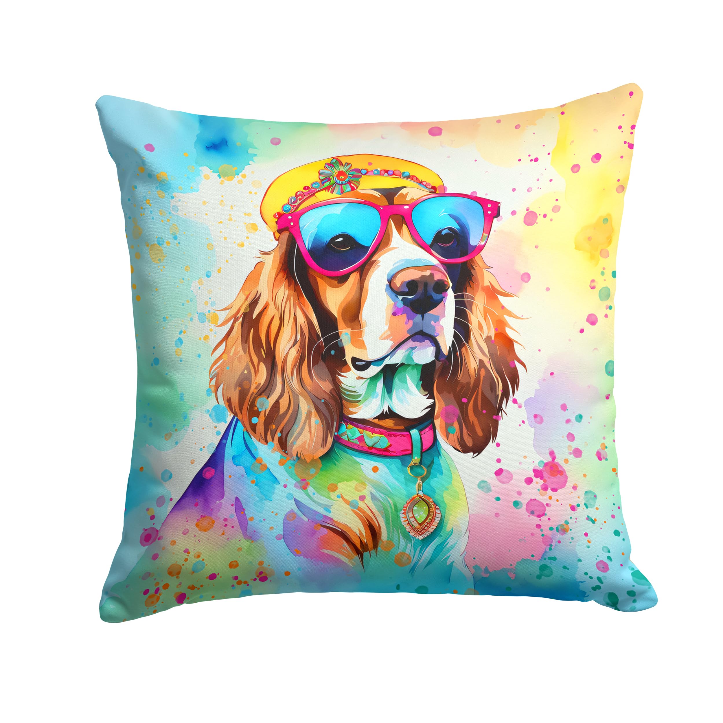 Cavalier Spaniel Hippie Dawg Throw Pillow