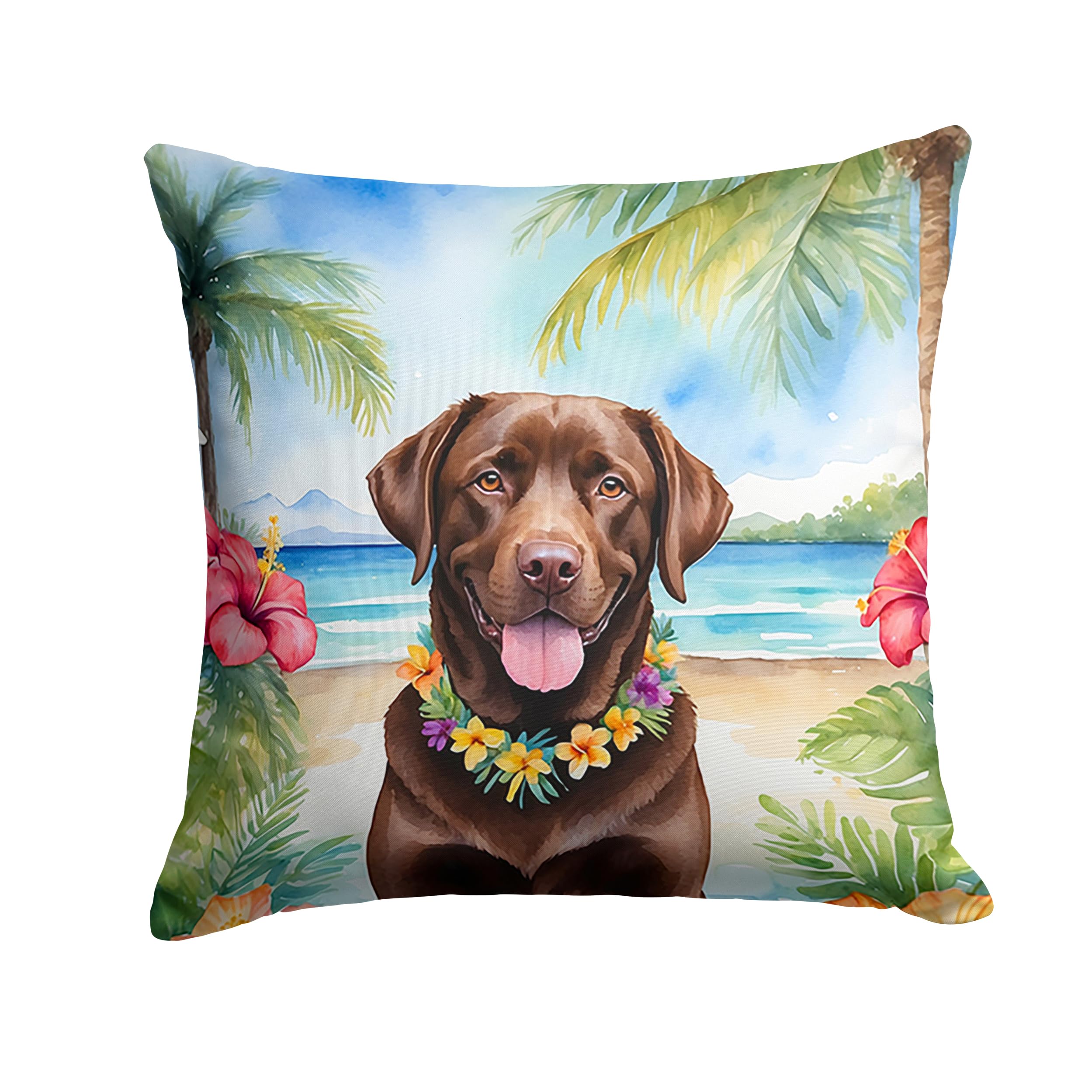 Carolines Treasures Luau Party Decorative Throw Pillow, 18Hx18W, Labrador Retriever 6466