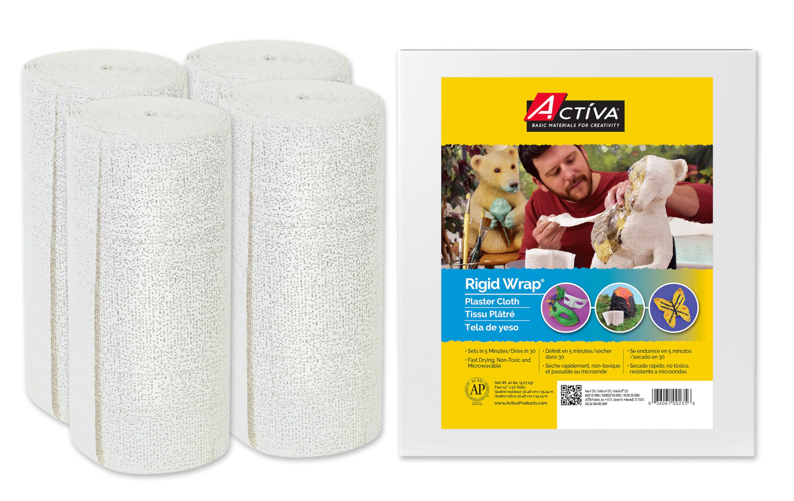 ACTIVA Rigid Wrap Plaster Cloth Bulk Pack, 20 lbs. 4 x 5 lb boxes