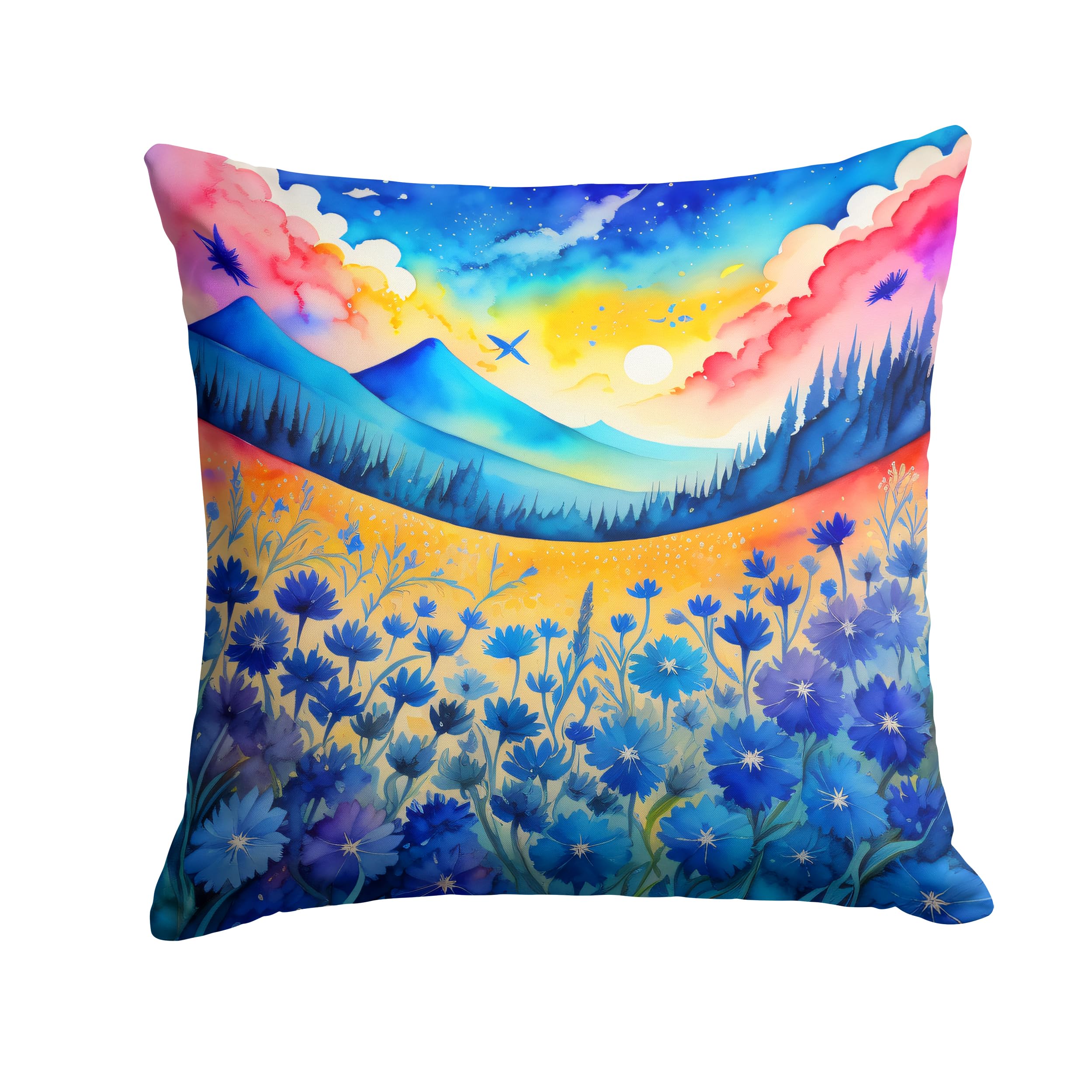 Colorful Blue Cornflowers Throw Pillow