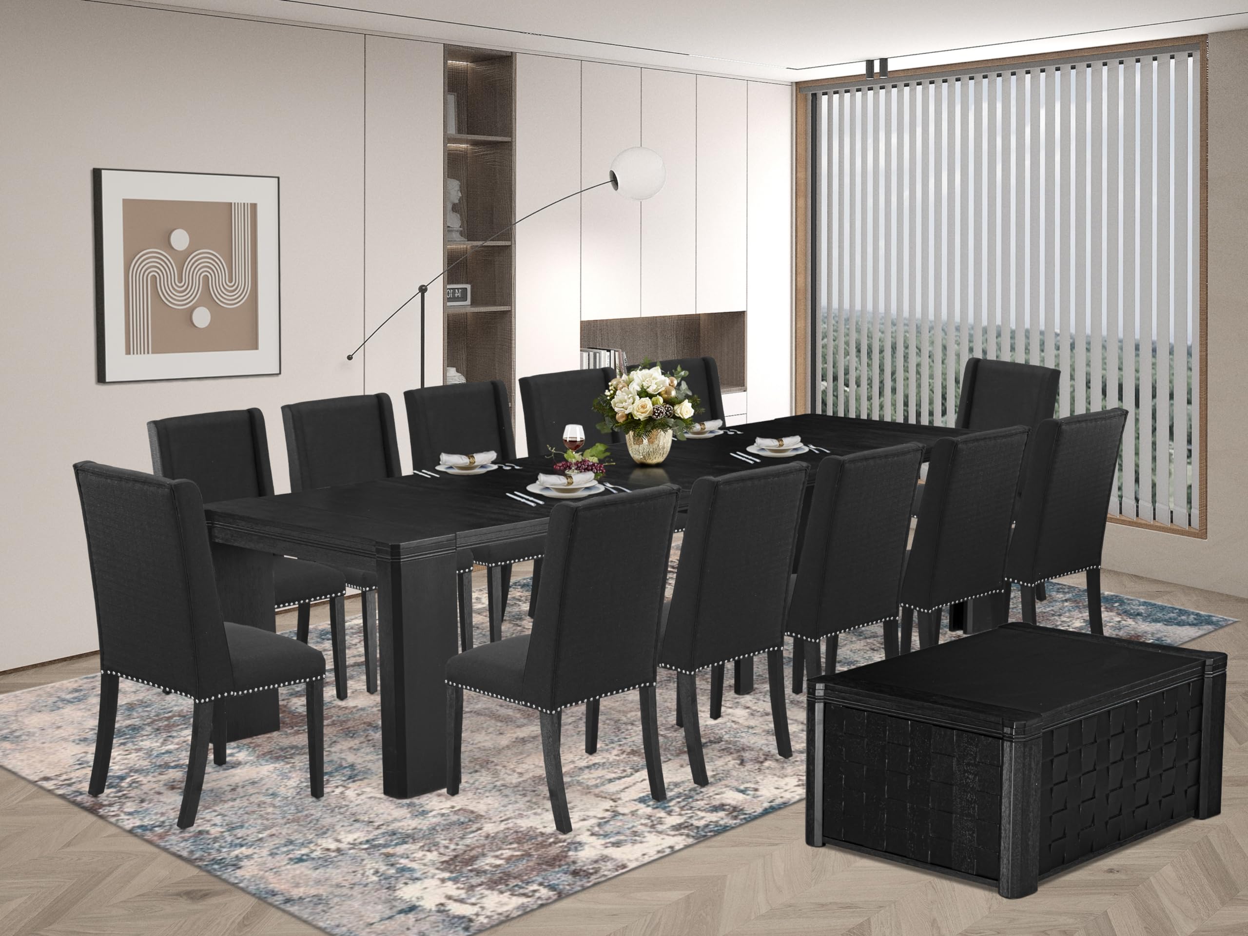14-piece Dining Room Table Set a Rectangular Kitchen Table with a coffee Table
