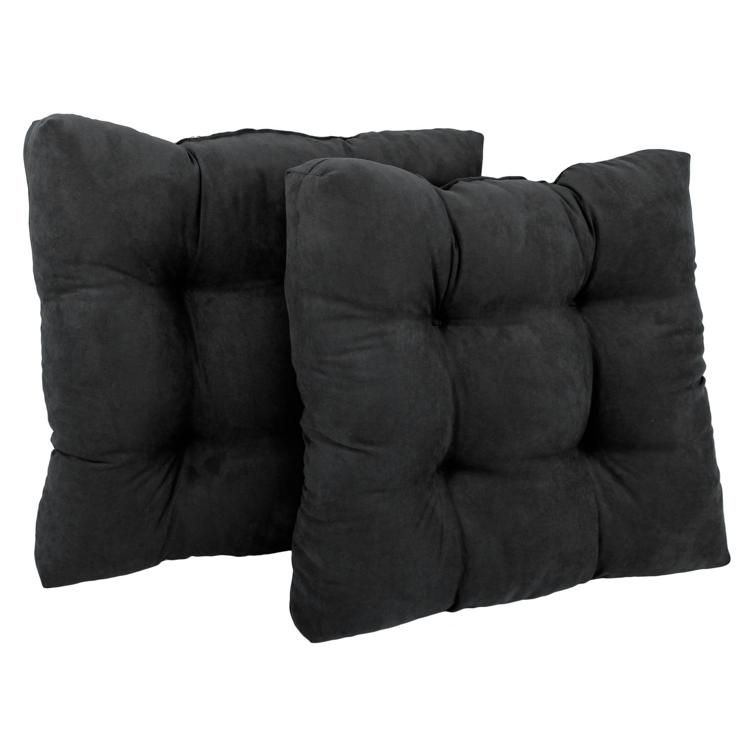 19-inch Squared Microsuede Tufted Dining Chair Cushion (Set of Two) - Black
