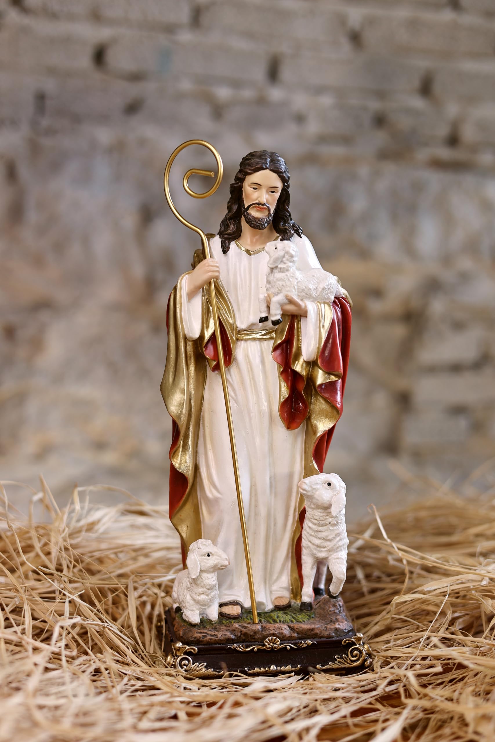 Hi-Line Gift Ltd 81716-12 12in Good Shepherd Figure Statue Religious Decor