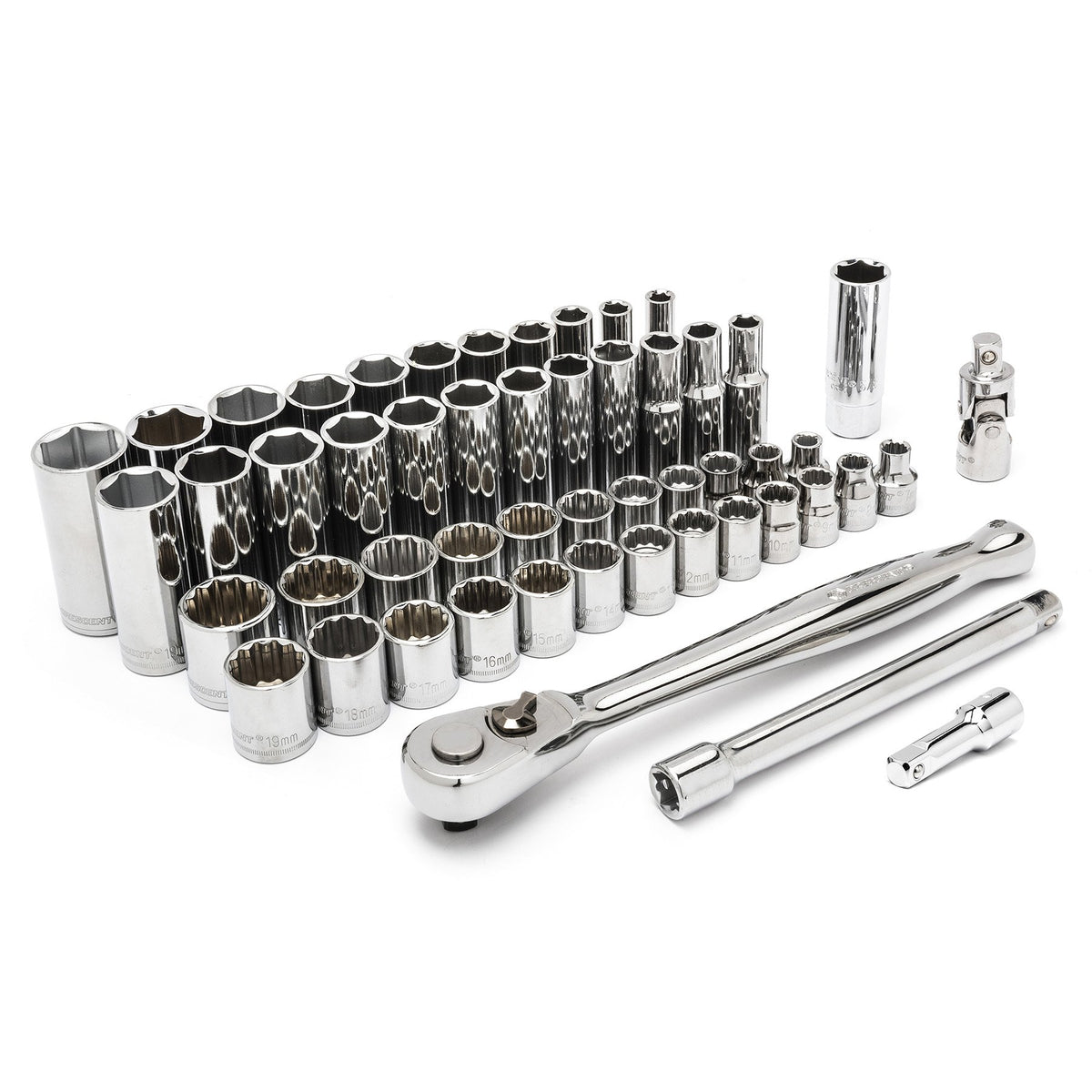 Crescent 52 Pc 38 Drive 6 & 12 Point Standard & Deep Saemetric Mechanics Tool Set - Csws10N