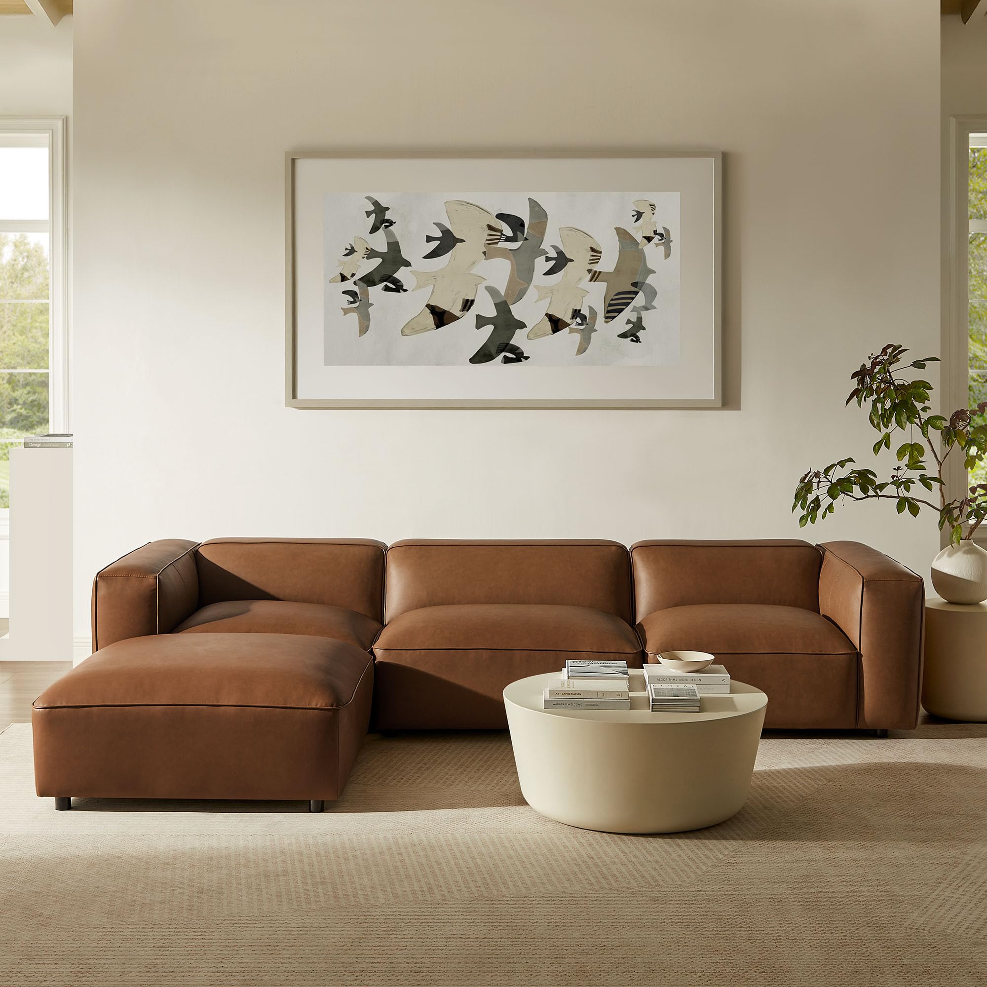 Auren 4-Piece Vegan Leather Modular Sofa Set by Modway