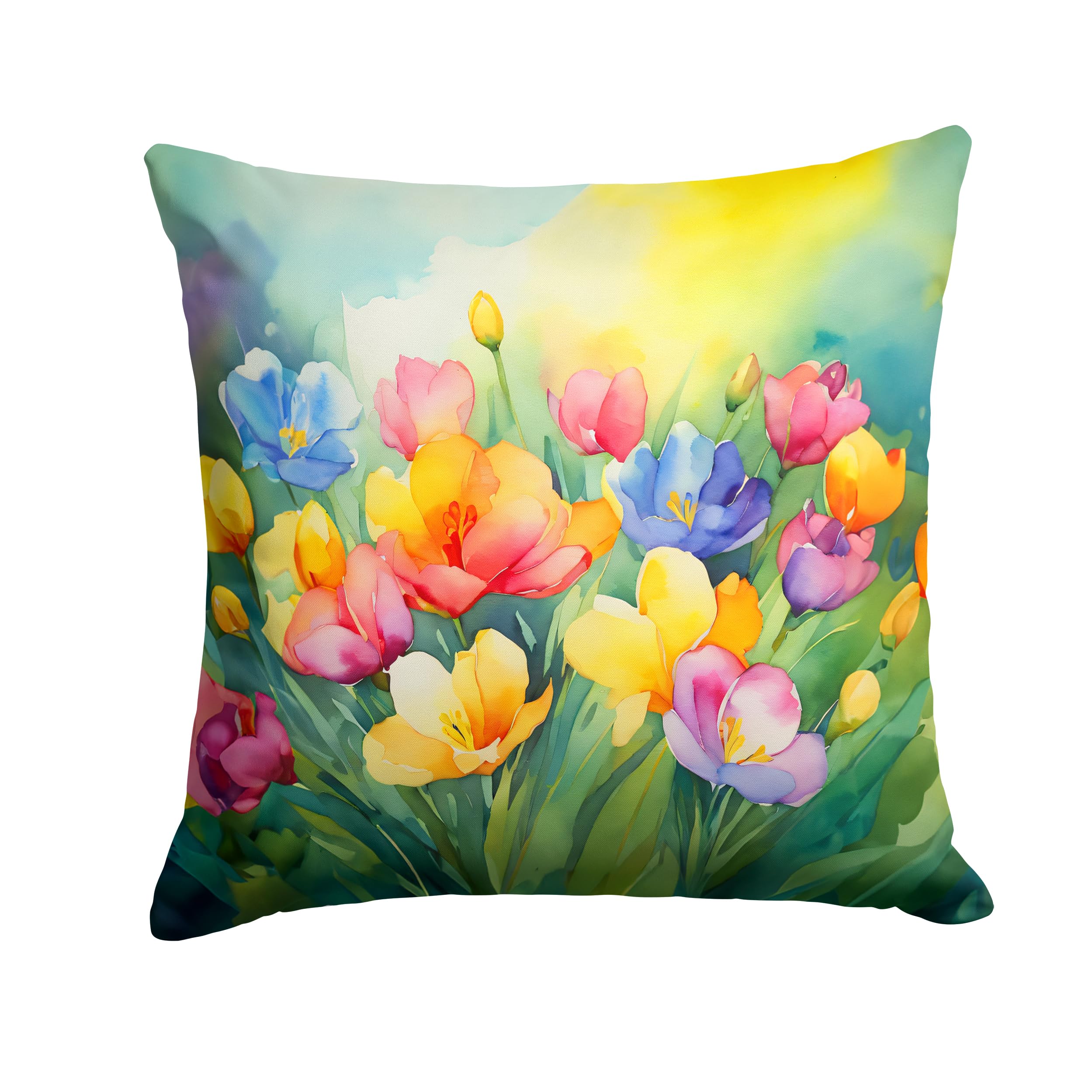 Freesias in Watercolor Throw Pillow