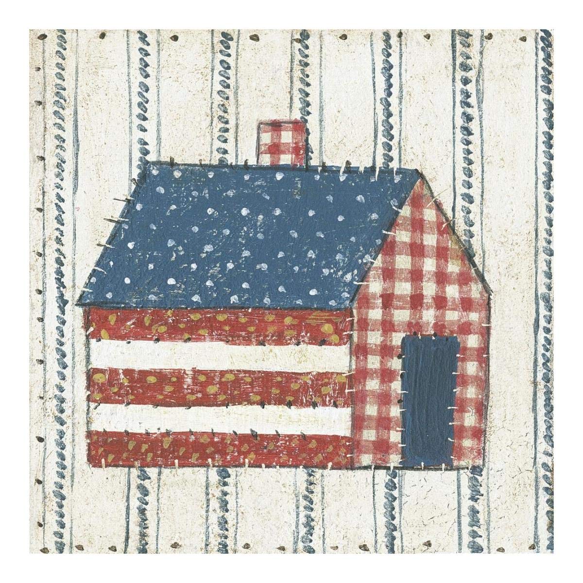Americana Quilt III -Paper Art-20x20″
