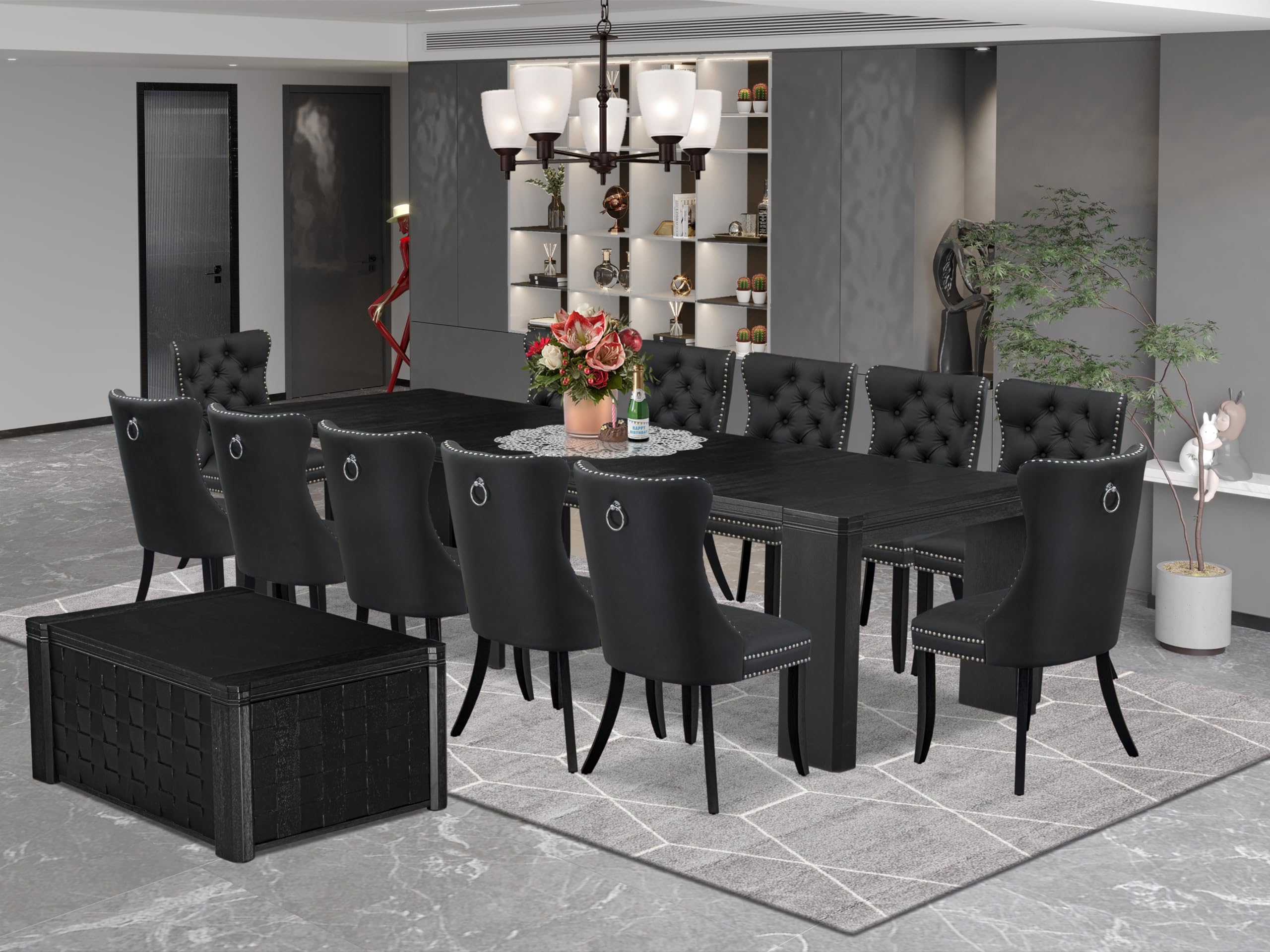 14-piece Kitchen Table Set a Rectangular Dining Table with a coffee Table
