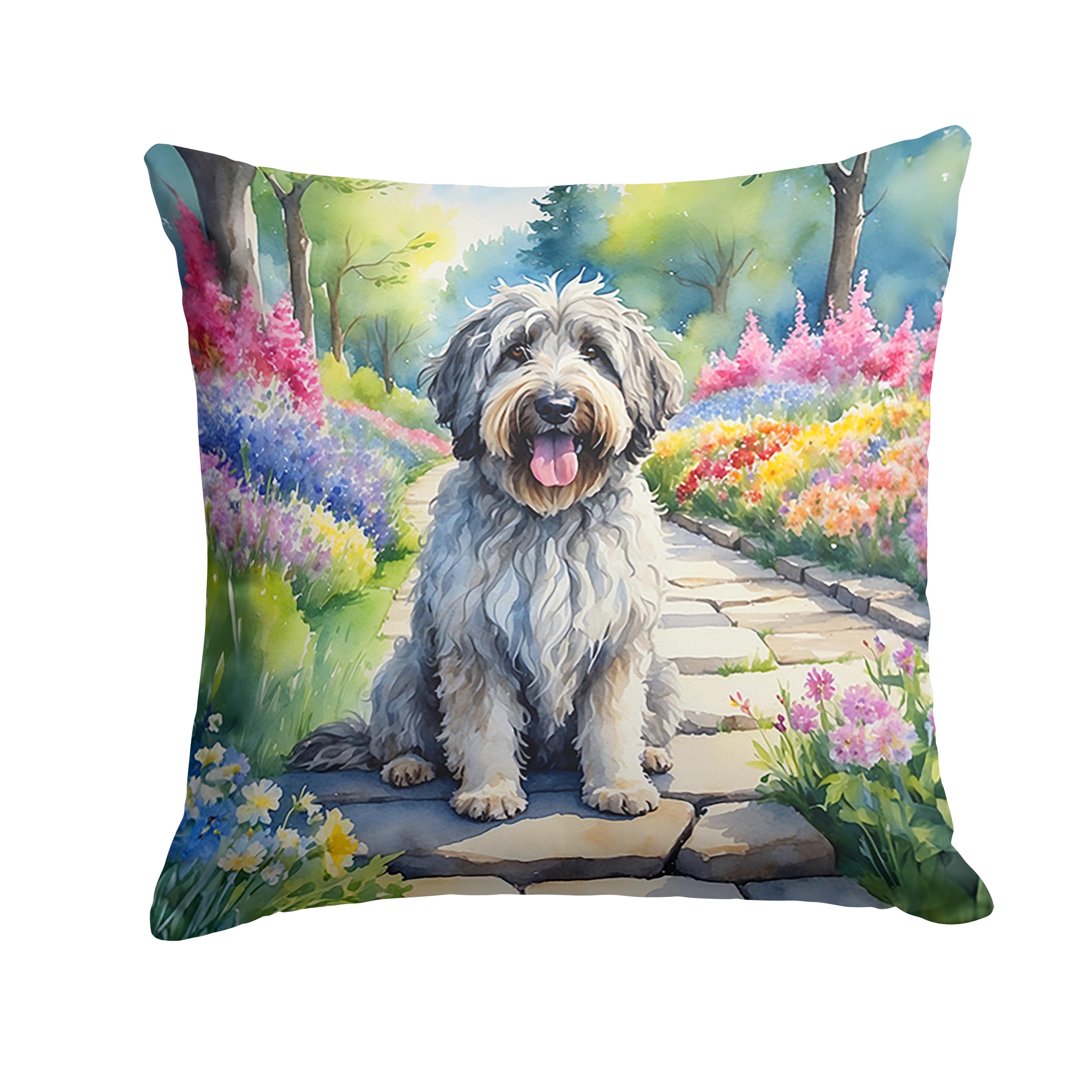Bergamasco Sheepdog Spring Path Throw Pillow