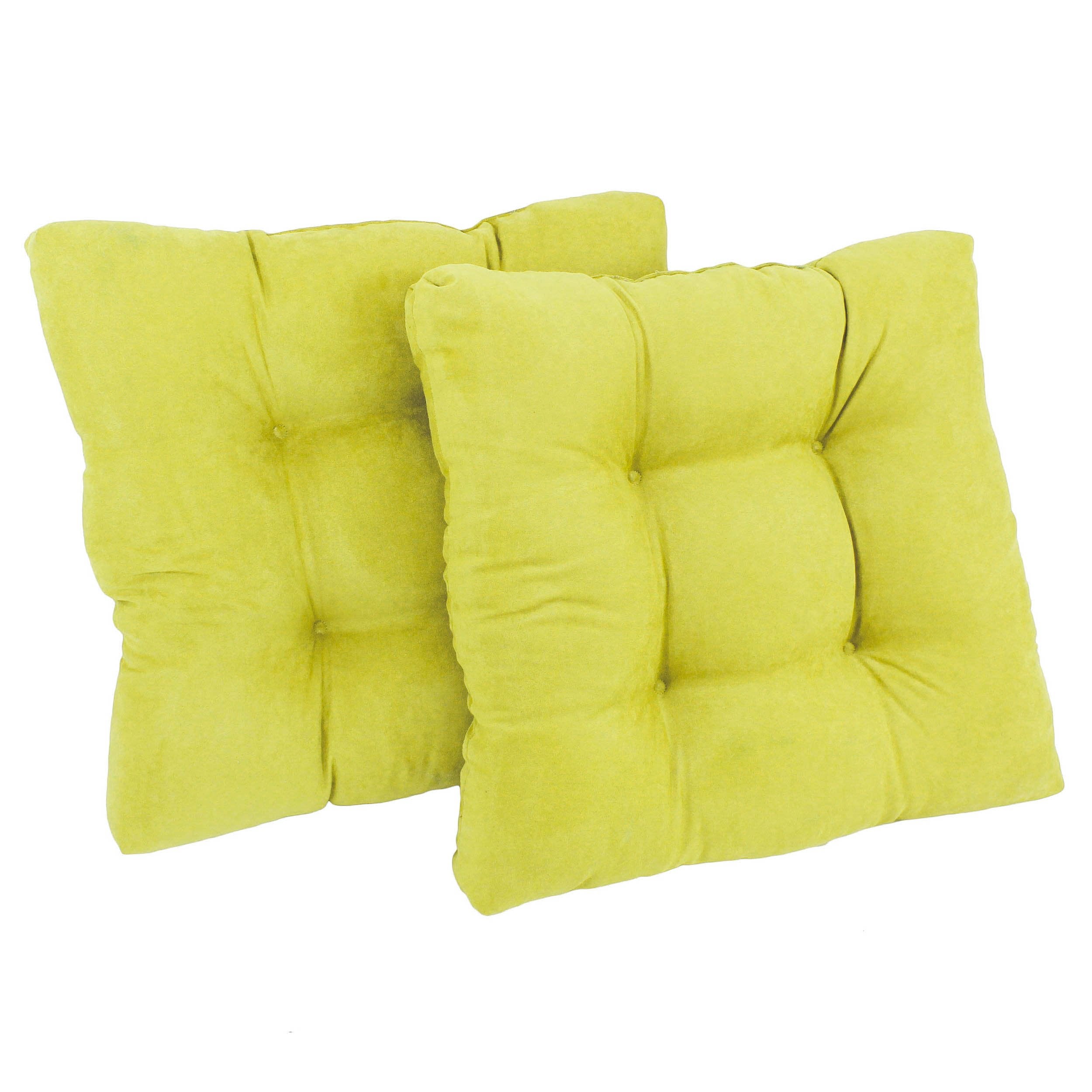 19-inch Squared Microsuede Tufted Dining Chair Cushion (Set of Two) - Mojito Lime