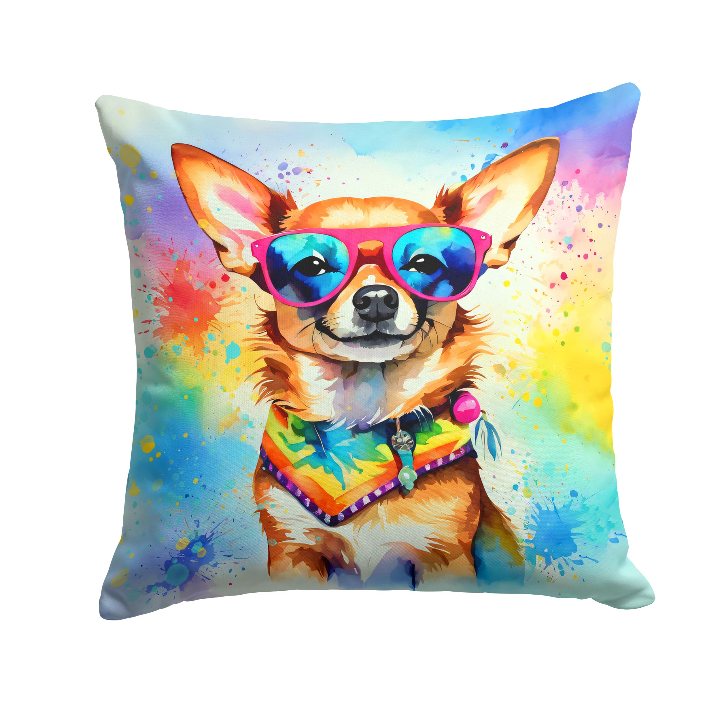 Chihuahua Hippie Dawg Throw Pillow