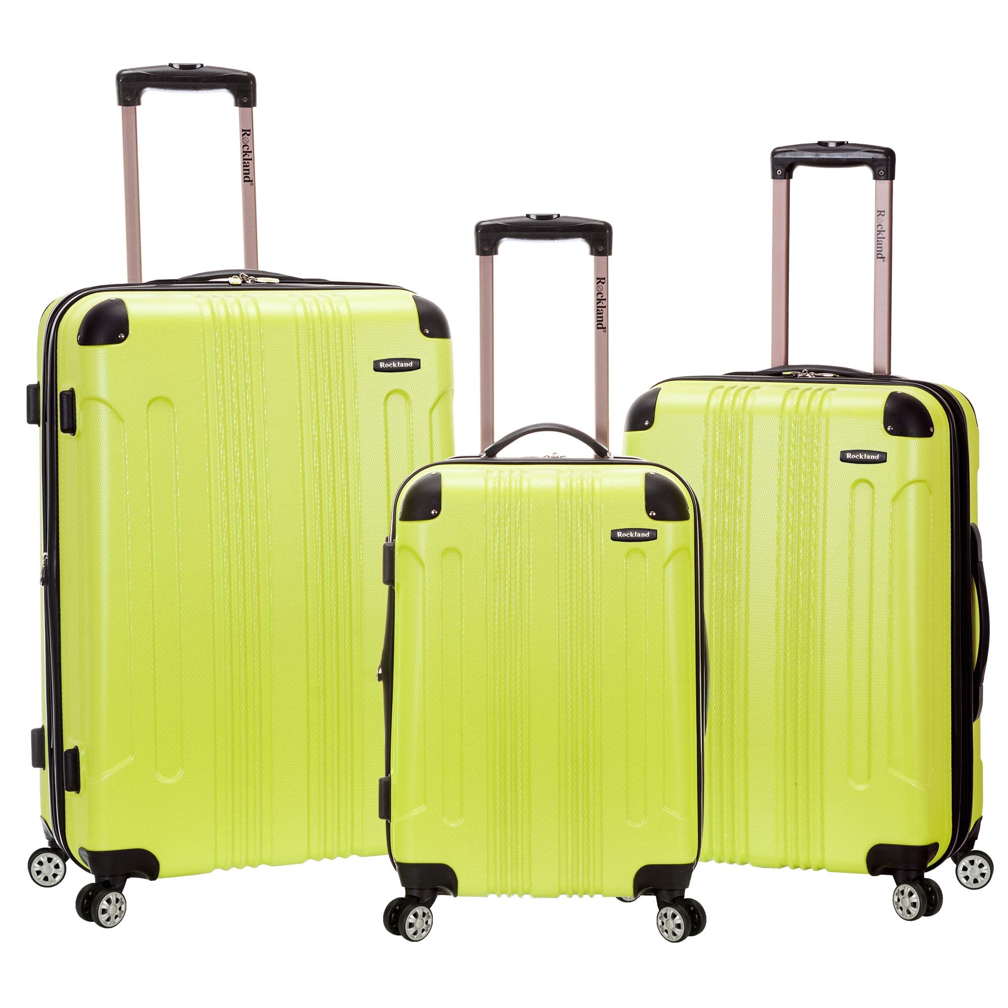 Rockland London Hardside Spinner Wheel Luggage, Lime, 3-Piece Set (20/24/28)