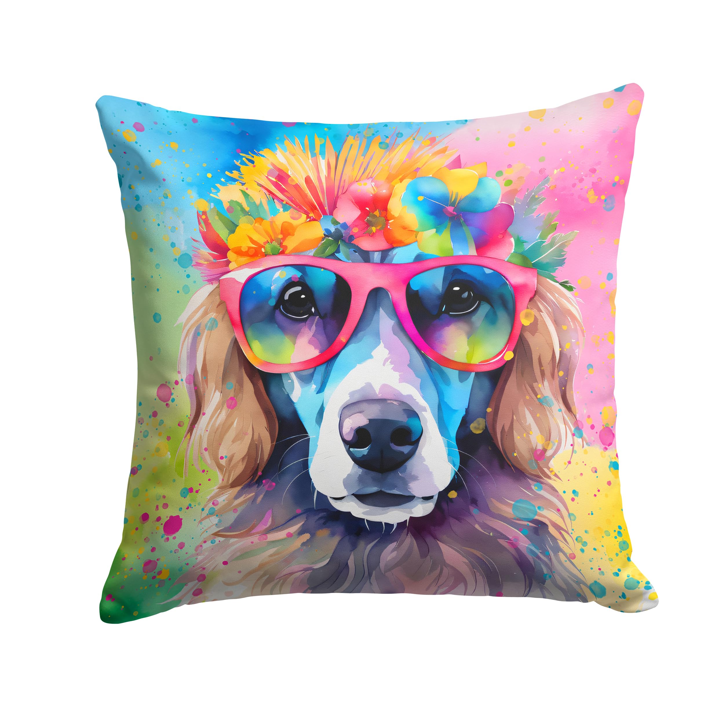 Poodle Hippie Dawg Throw Pillow