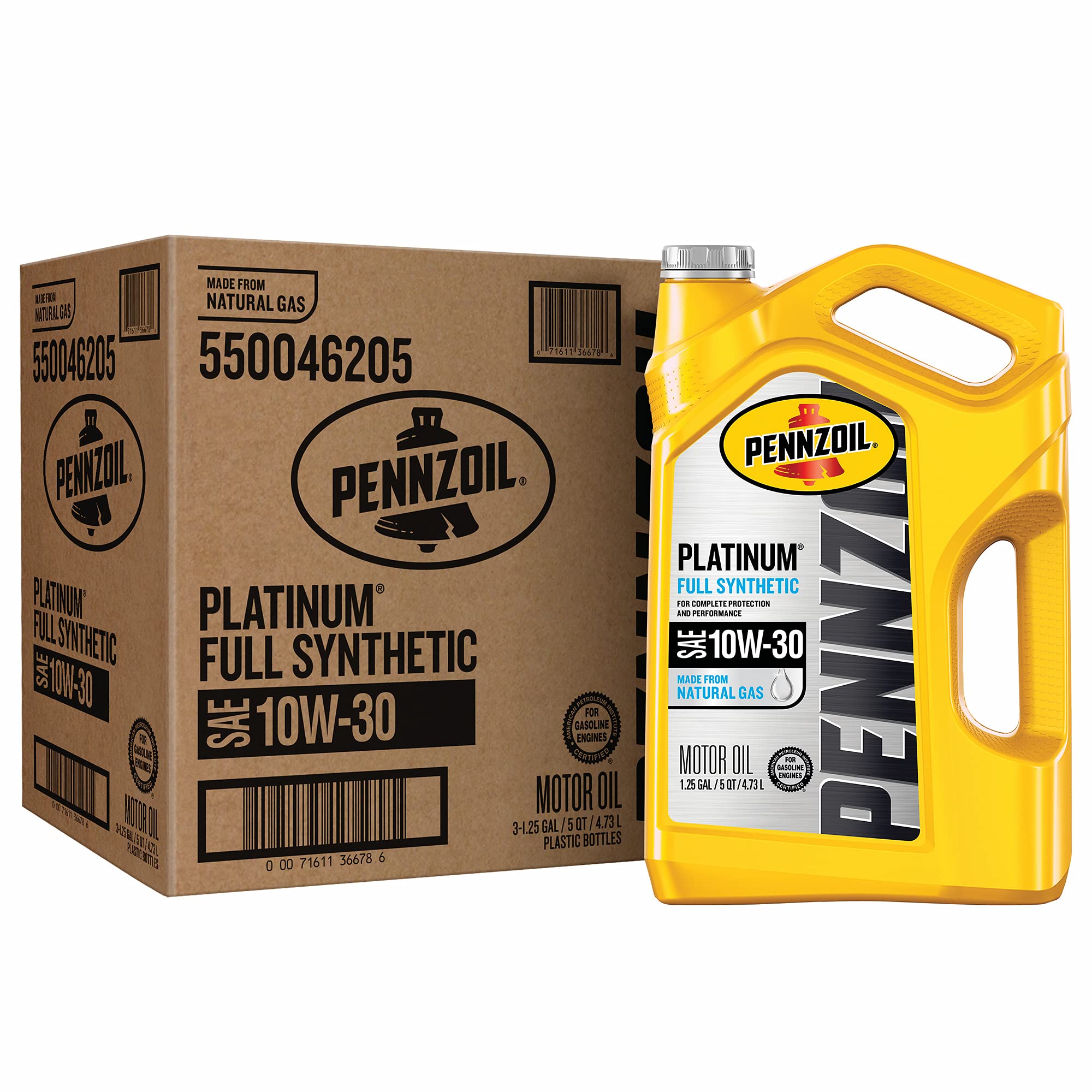 8069235 MOTOR OIL PLATINM 10W-30 Pennzoil Platinum 10W-30 Gasoline Synthetic Motor Oil 5 qt (Pack of 3)