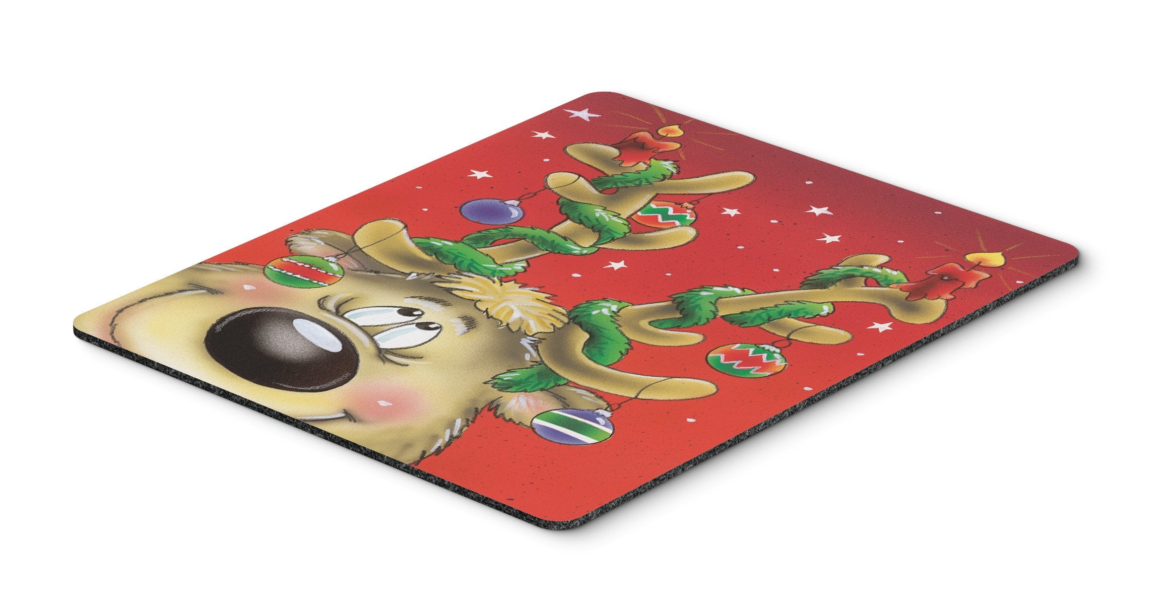 Caroline'S Treasures Aah7206Mp Comic Reindeer With Decorated Antlers Mouse Pad, Hot Pad Or Trivet For Home Office Gaming Working