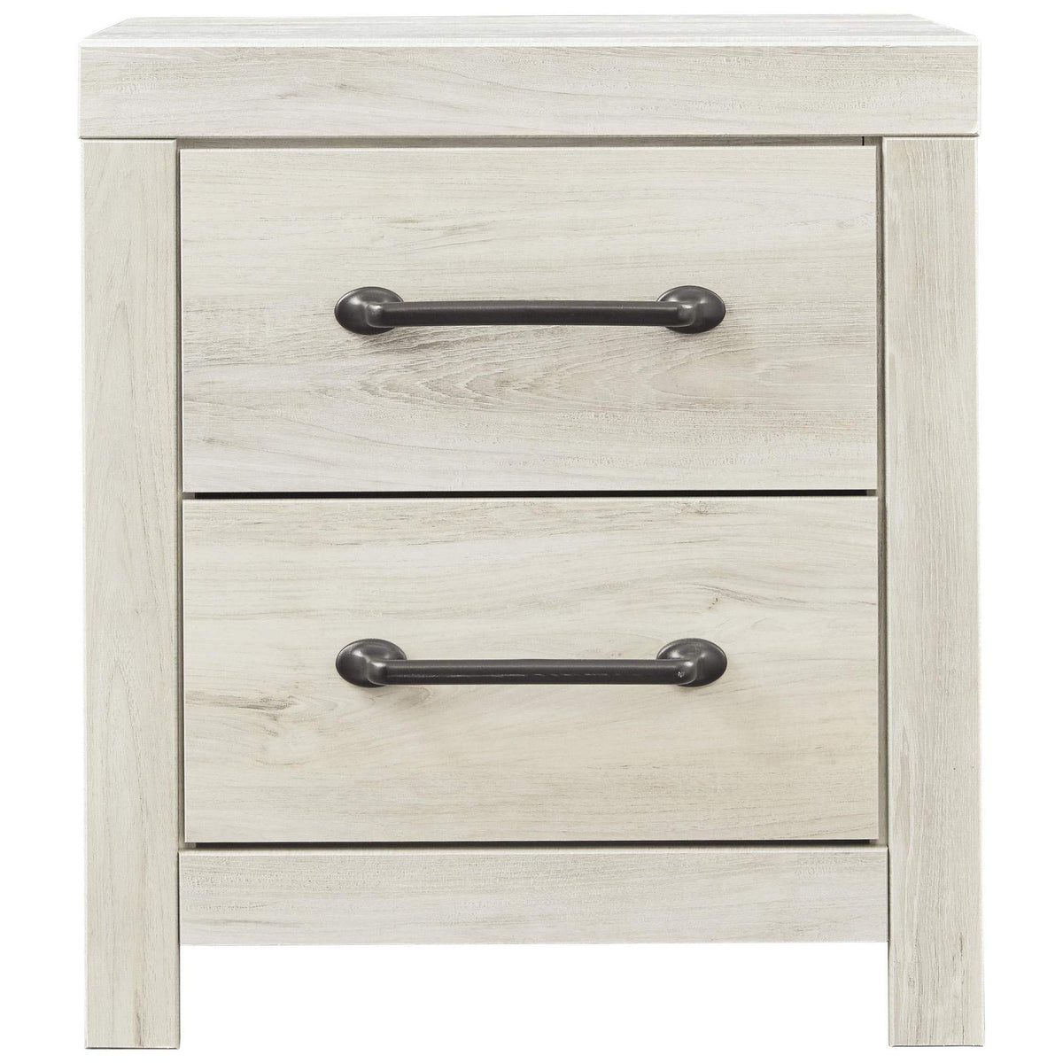 Benjara Transitional Wooden Two Drawer Setup Nightstand With Bar Handles, White