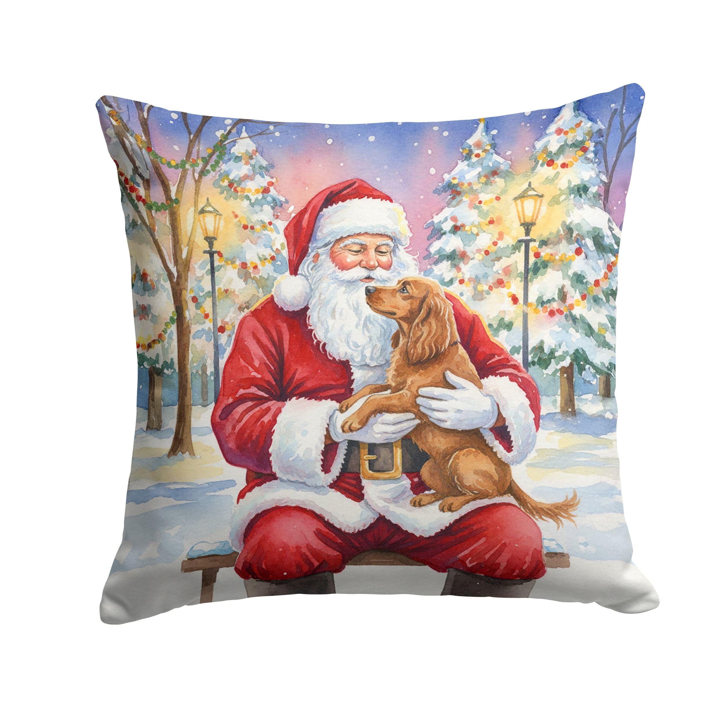 Carolines Treasures Boykin Spaniel with Santa Claus Throw Pillow Decorative Indoor Outdoor Accent Cushion for Couch, Bed or Patio, 18Hx18W