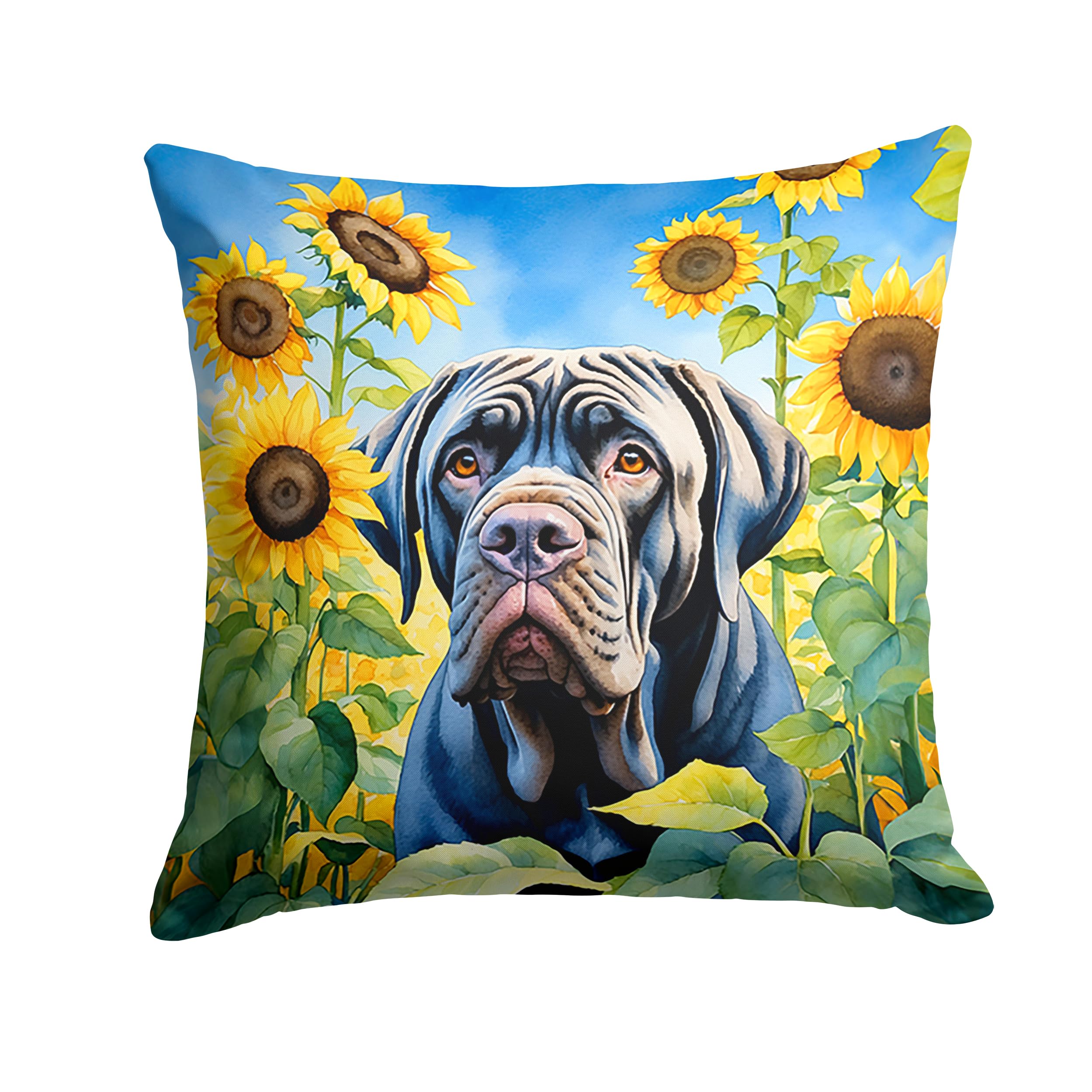 Carolines Treasures in Sunflowers Throw Pillow, 18Hx18W, Neapolitan Mastiff 6122