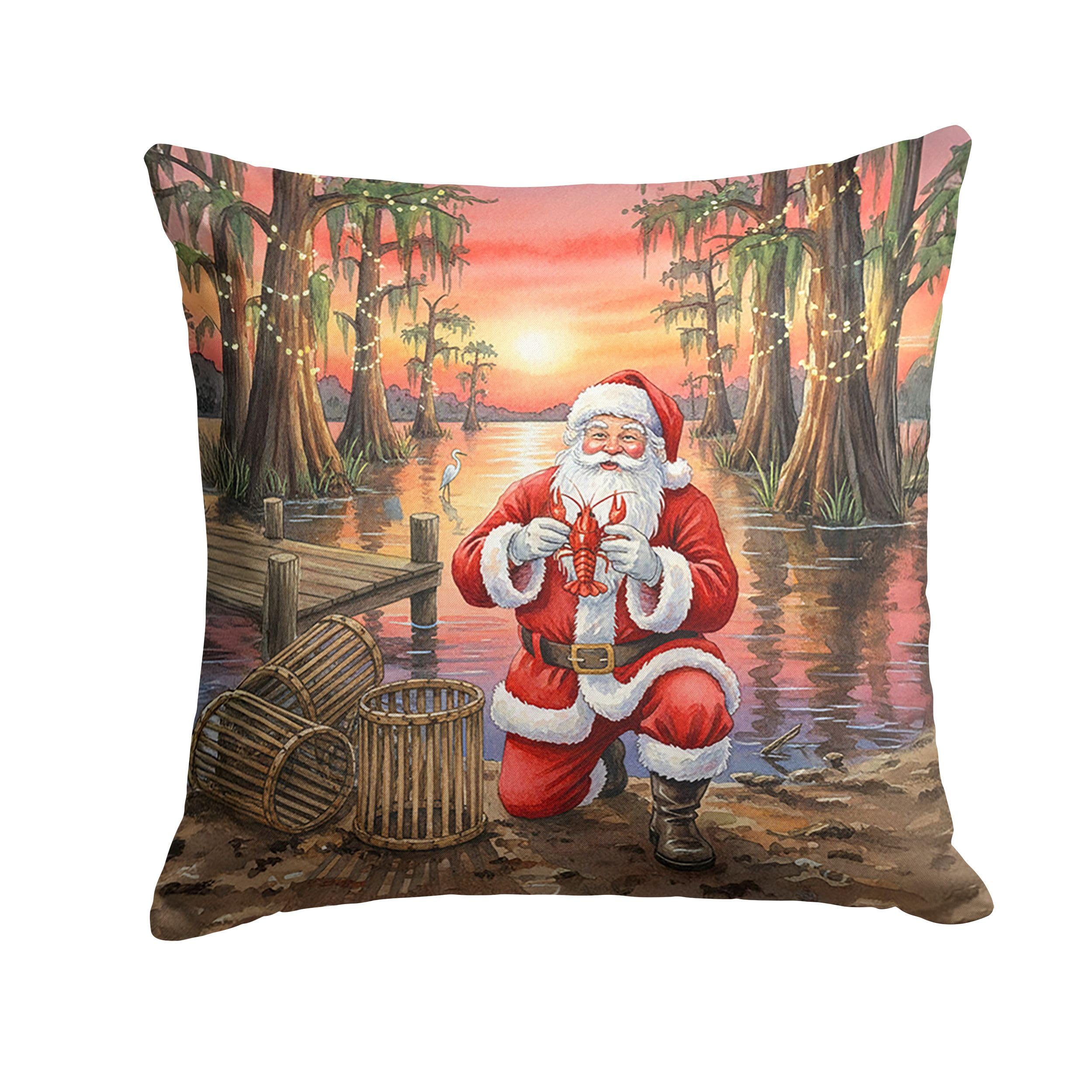 Carolines Treasures Cajun Santa Claus with Crawfish Christmas Throw Pillow Decorative Indoor Outdoor Accent Cushion for Couch, Bed or Patio, 18Hx18W