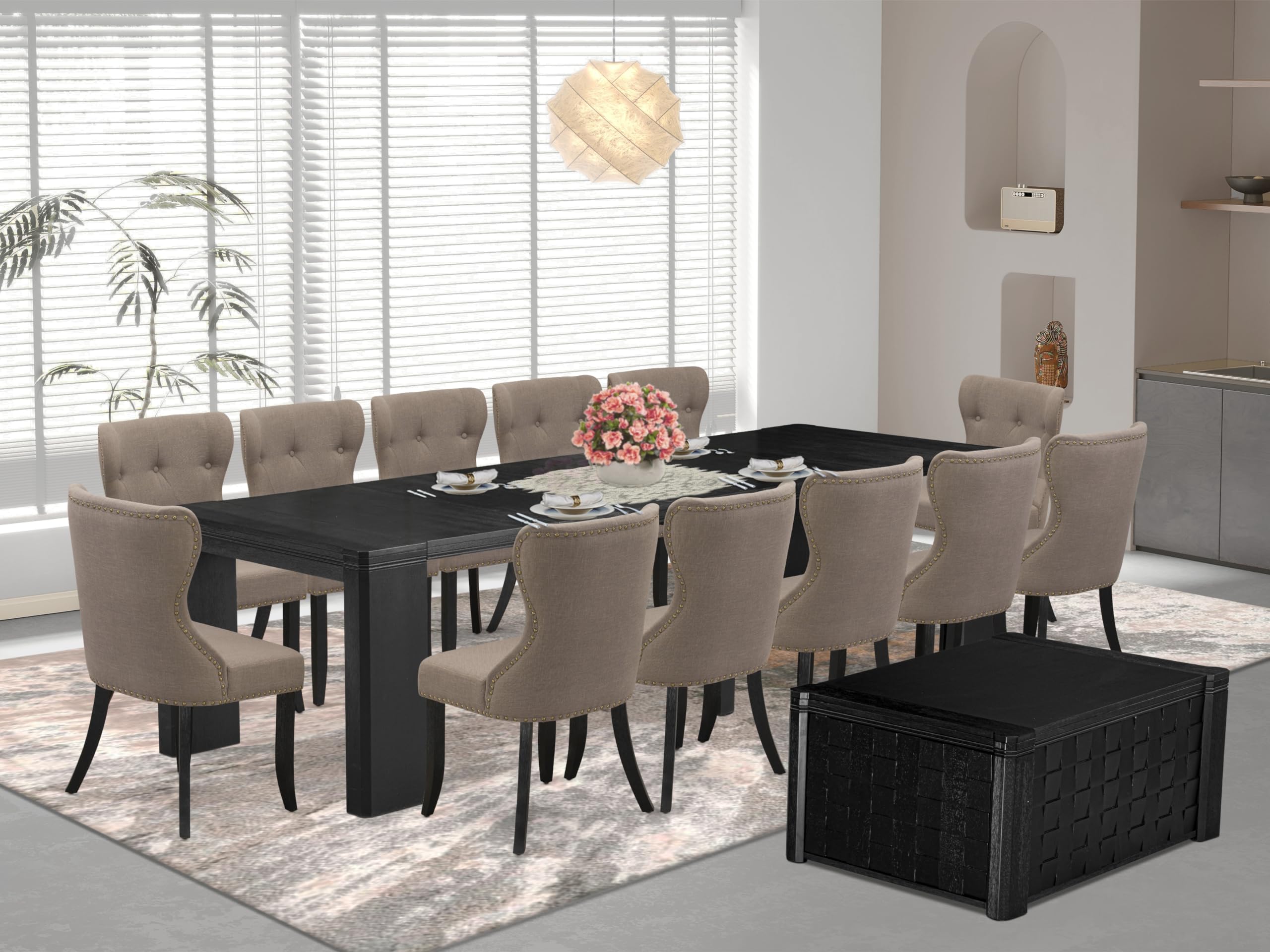 14-piece Dining Room Table Set a Rectangular Dining Table with a coffee Table