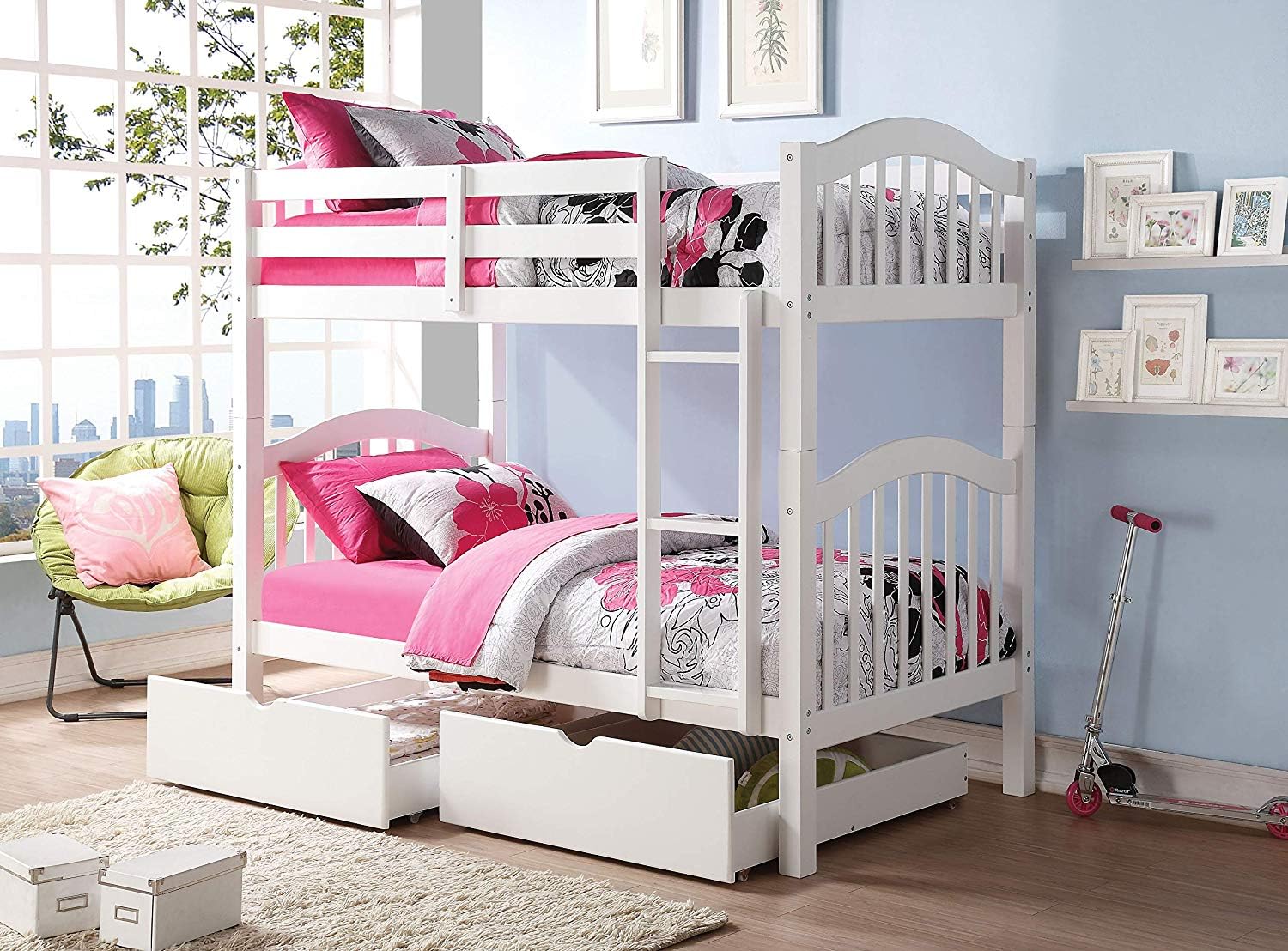Casafoyer Heartland Twin Twin Wooden Bunk Bed in White