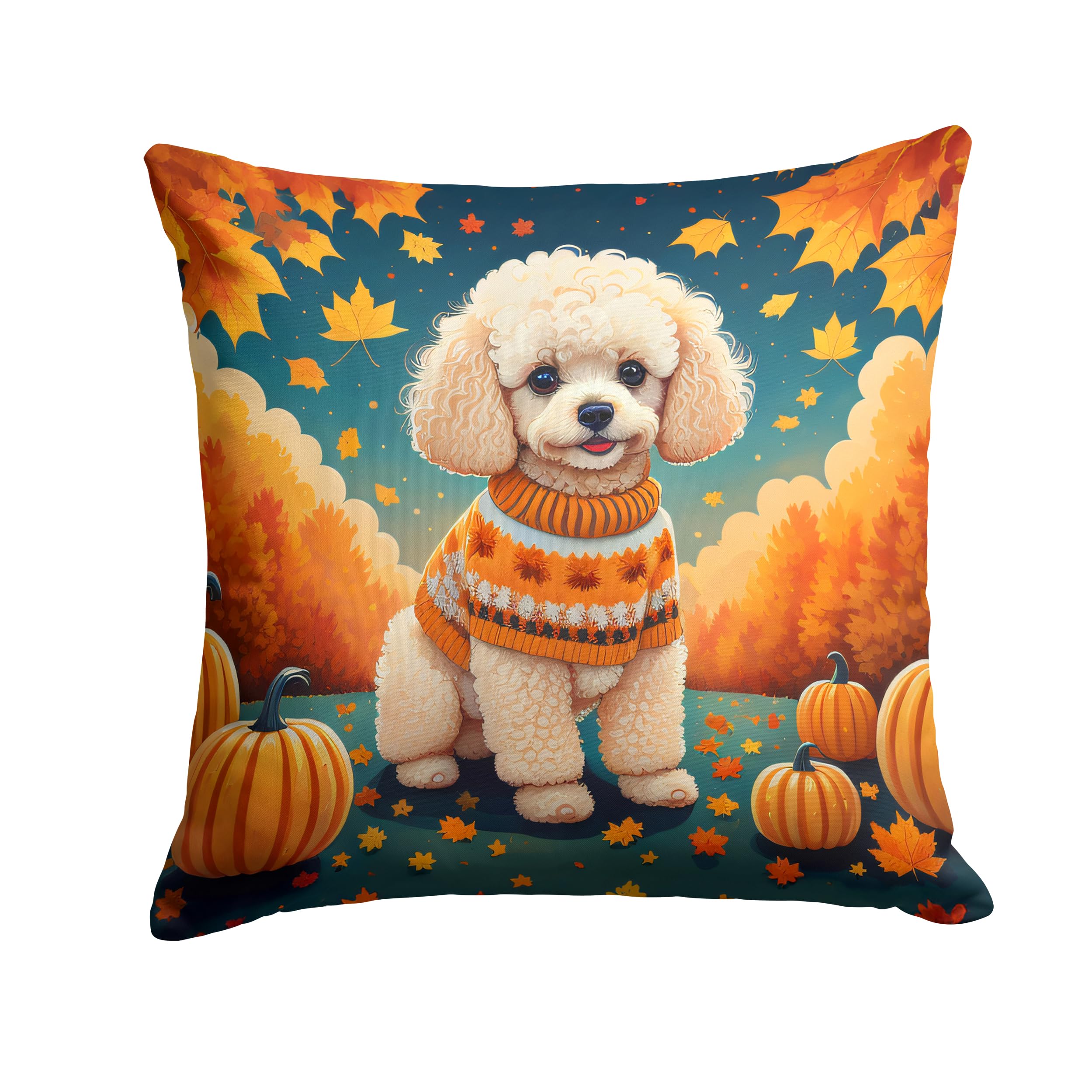 Poodle Fall Throw Pillow