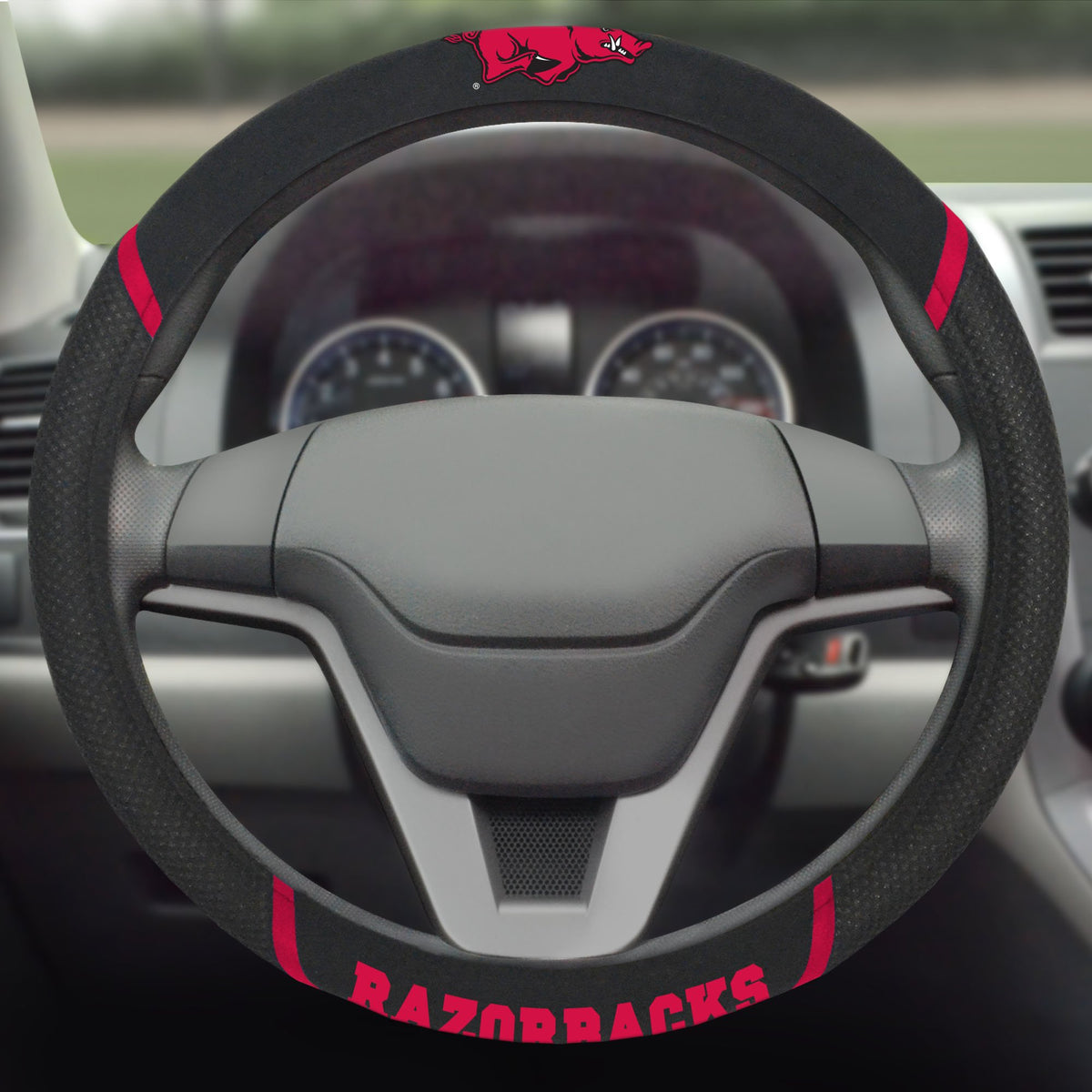 Fanmats 14807 Arkansas Razorbacks Embroidered Steering Wheel Cover Black 15 X 15