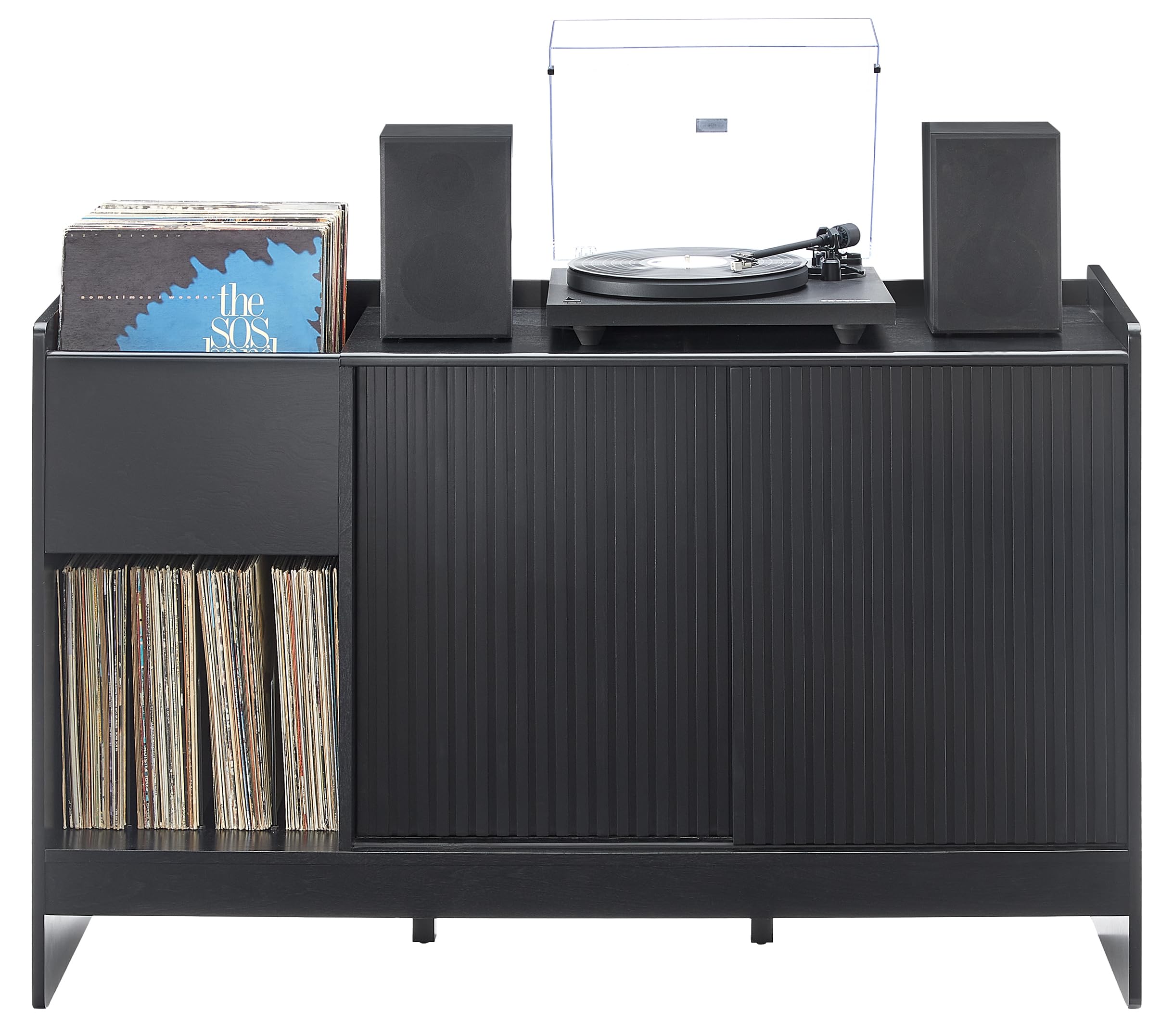 Arden Record Player Cabinet With Vinyl Storage Black