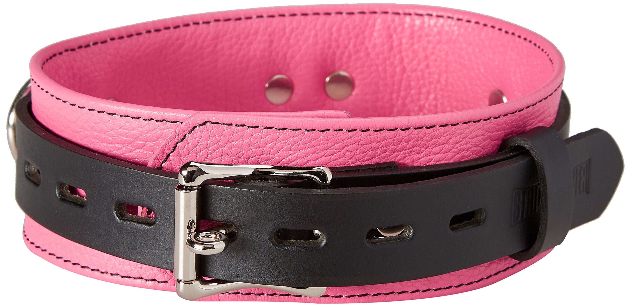 Strict Leather Deluxe Locking Collar - Pink and Black