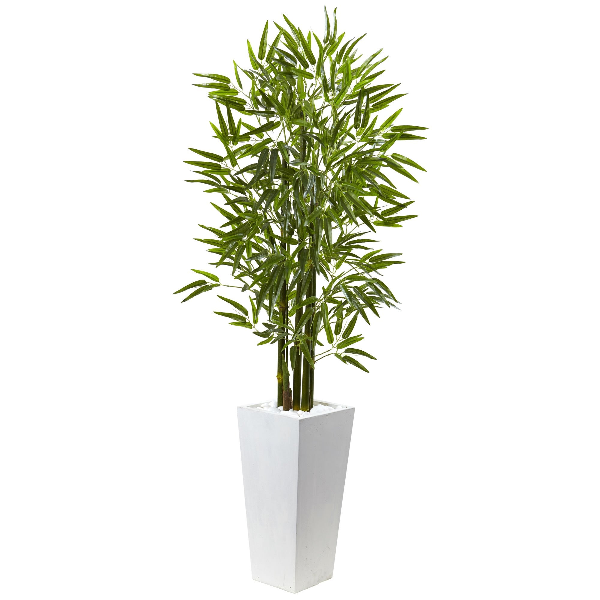 Nearly Natural 5953 UV Resistant (Indoor/Outdoor) Bamboo Tree with White Planter