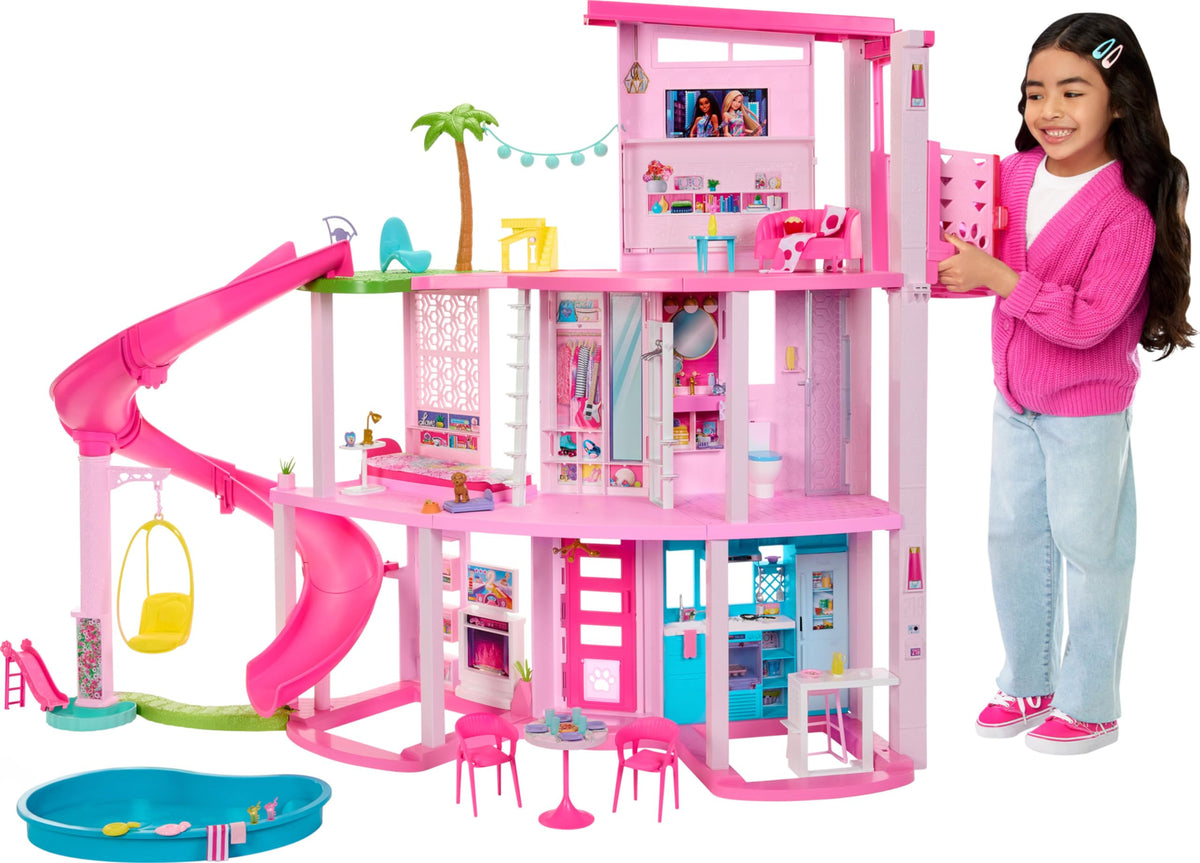 Barbie Dreamhouse 2023, Pool Party Doll House With 75+ Pieces And 3-Story Slide, Barbie House Playset, Pet Elevator And Puppy Pl