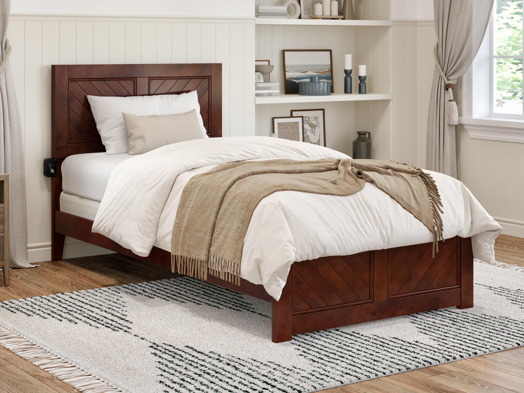 Canyon Twin XL Traditional Bed with Matching Footboard in Walnut