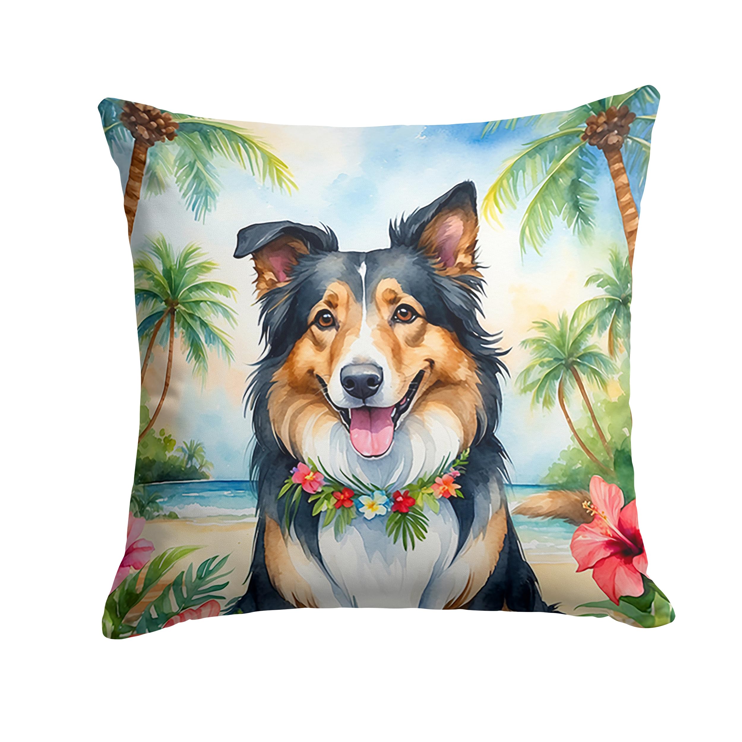 Carolines Treasures Luau Party Decorative Throw Pillow, 18Hx18W, Collie 6413