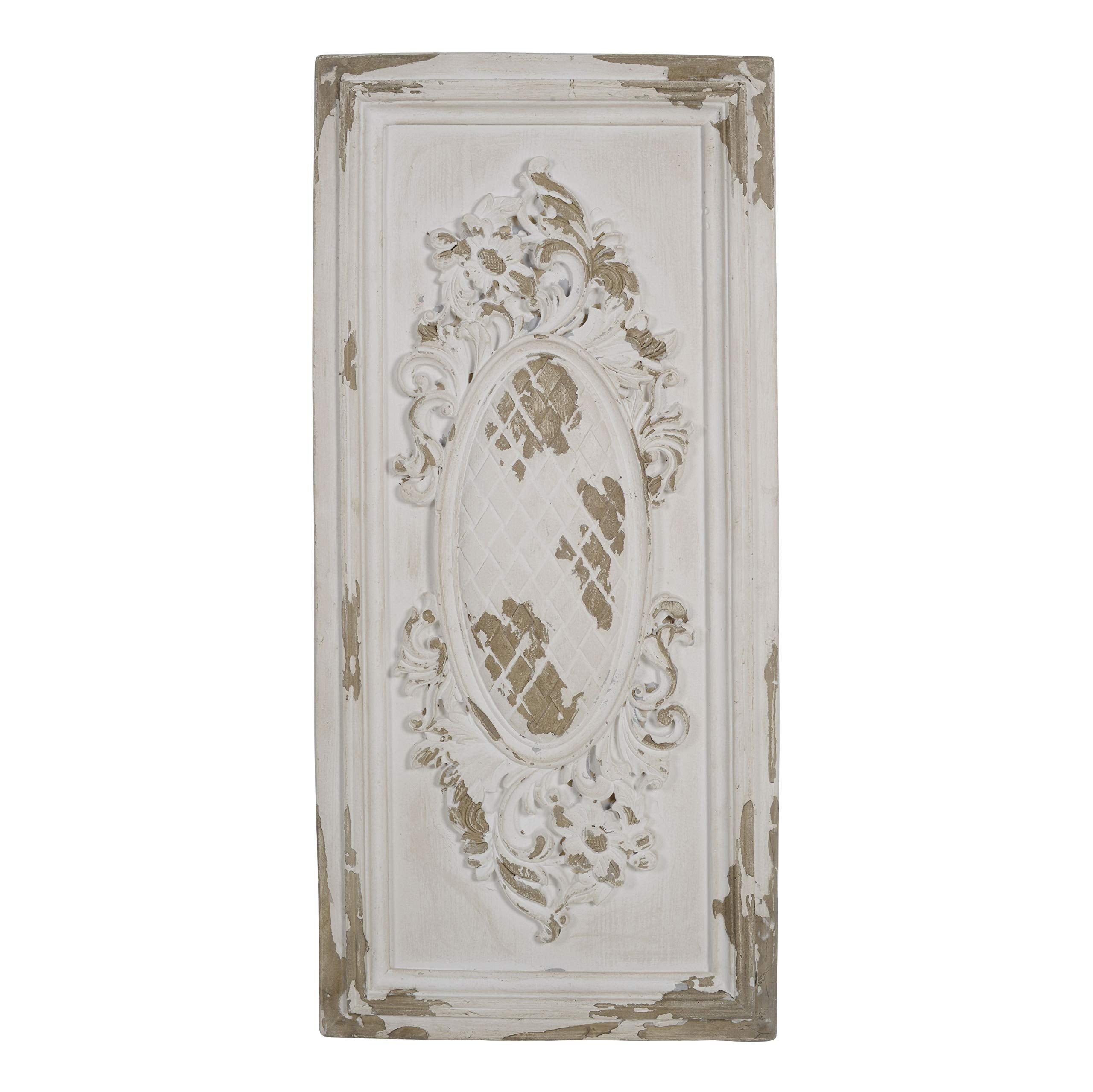 Benjara Traditional Style Decorative Wall Panel, Brown And White