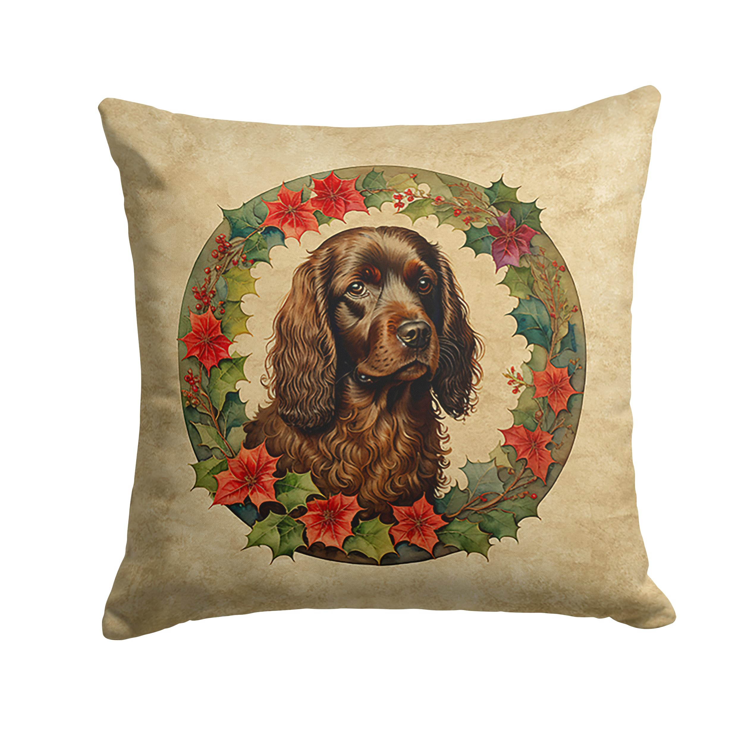 Boykin Spaniel Christmas Flowers Throw Pillow