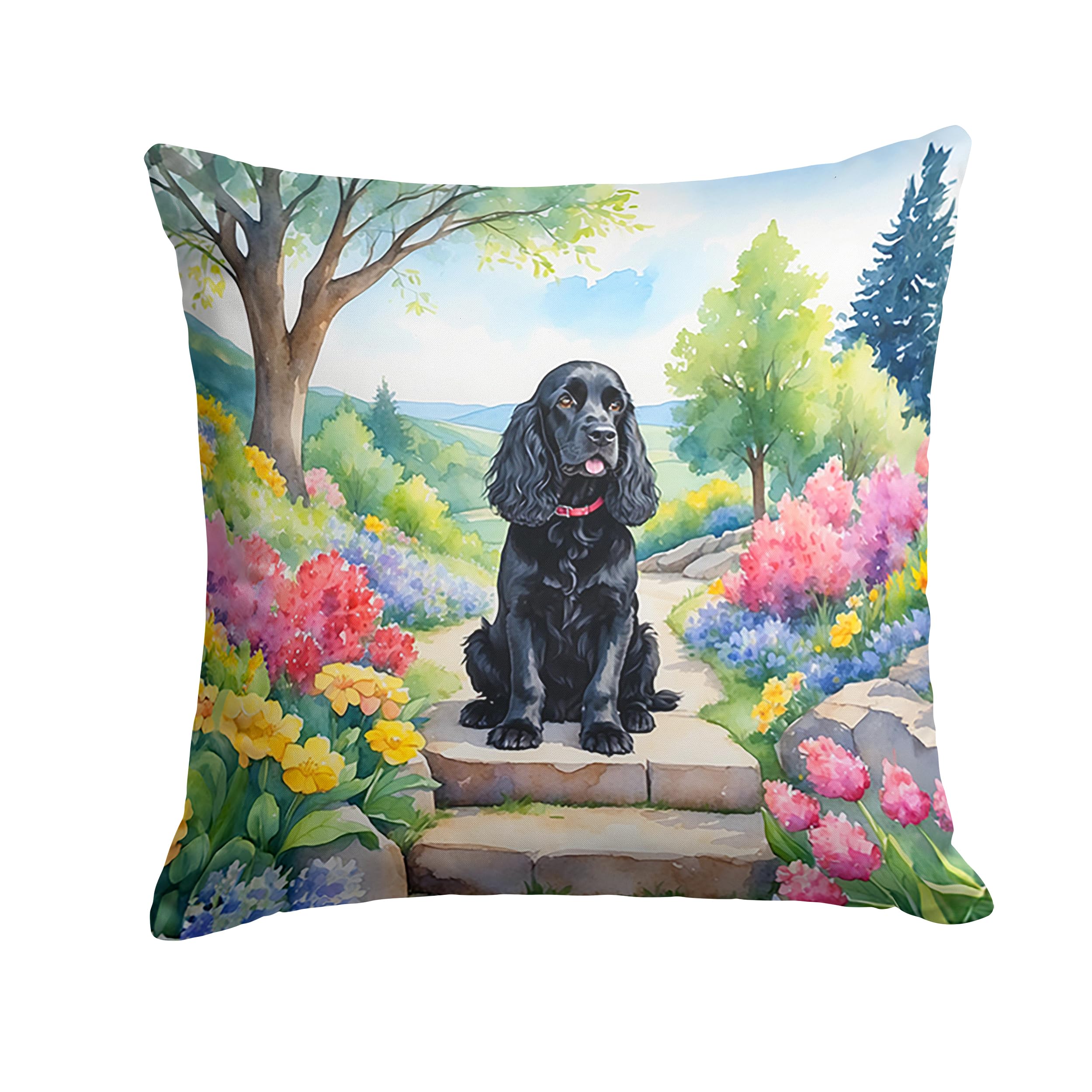 Cocker Spaniel Spring Path Throw Pillow